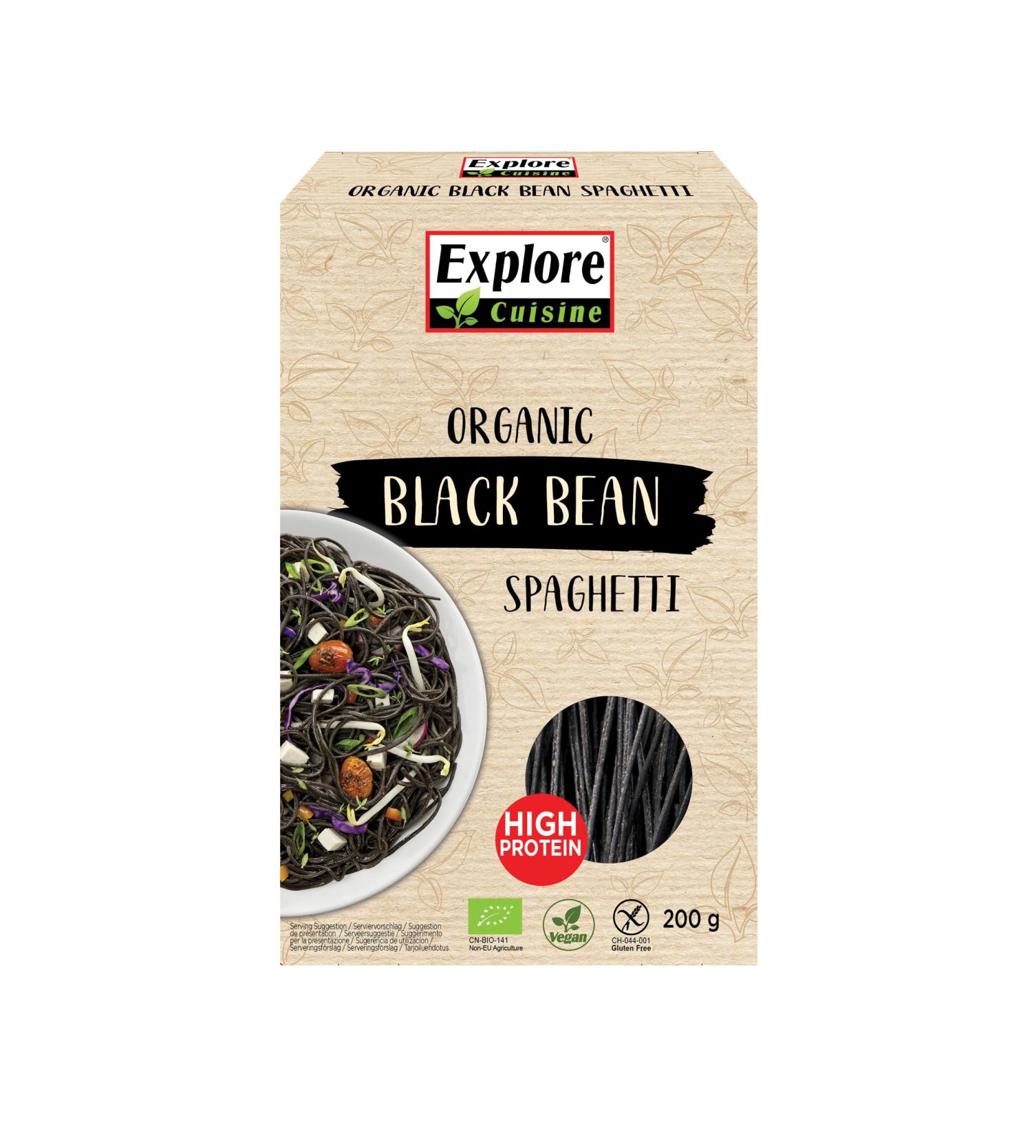 Explore Cuisine Organic Black Soybean Spaghetti - Gluten-Free Vegan Low-Carb Pasta for Celiac - 200g - Buy Online on GoSupps.com