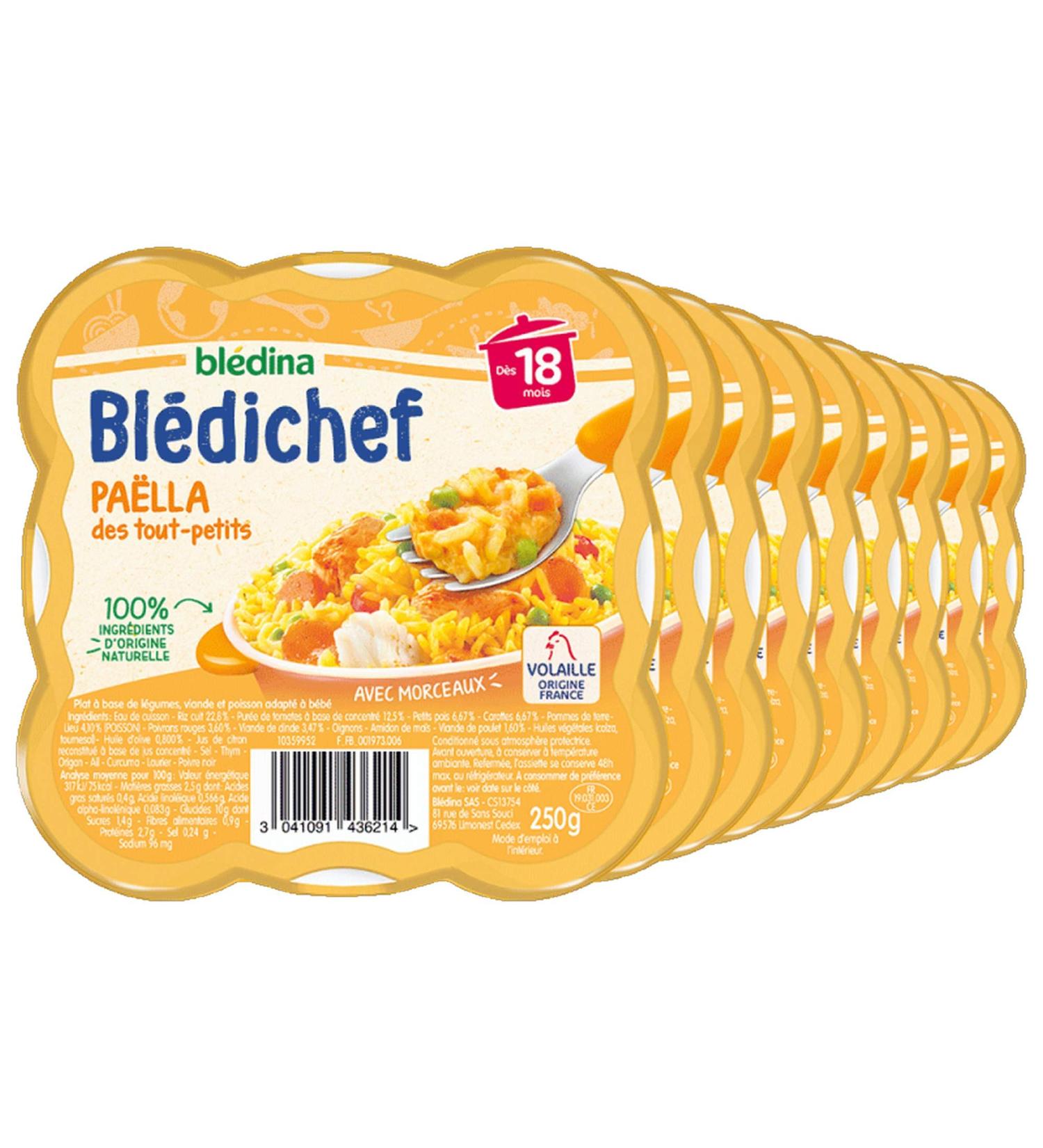 Bl dina - Bl dichef - Repas B b 18 Mois - 9 Pa lla des Tout-Petits - Petits Morceaux - 100% Ingr dients d'Origine Naturelle - D s 18 Mois - 9 Assiettes 250g - Buy Online on GoSupps.com