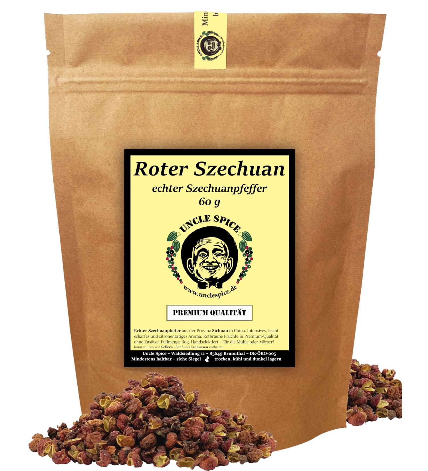 Buy Uncle Spice Roter Szechuan Pfeffer 60g - Premium Quality Sichuan Pepper Berries - Fruity & Lemony Flavor - International Shipping Available - Buy Online on GoSupps.com