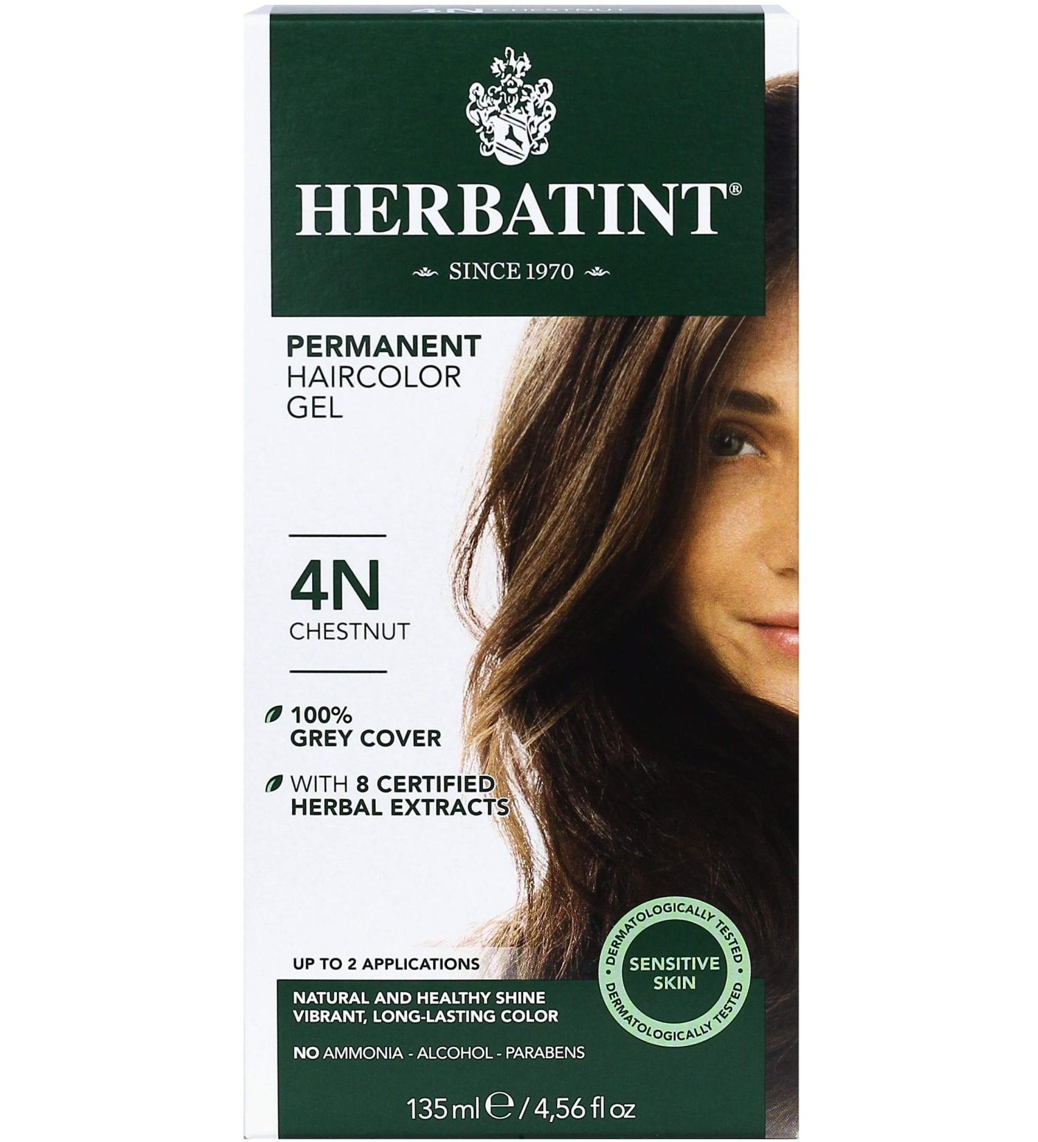 Herbatint 4N Chestnut Permanent Hair Color Gel - 4.56 fl oz (135 ml) | Gentle & Long-Lasting Hair Dye - Buy Online on GoSupps.com