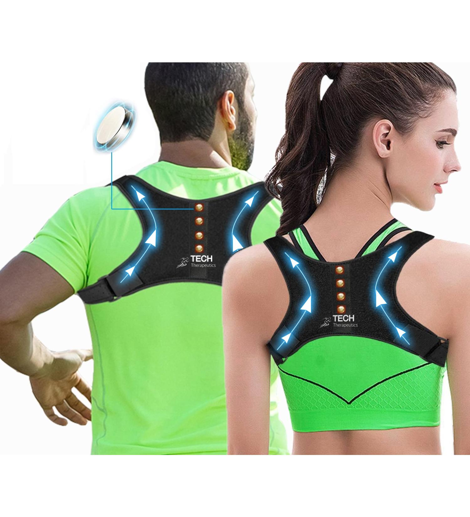 TECH THERAPEUTICS Posture Corrector Women and Men - Back Support for Shoulder Back Cervical and Neck Pain Relief - Breathable and Adjustable Upper Back Brace - Back Straightener - Size L-XL L - XL - Buy Online on GoSupps.com