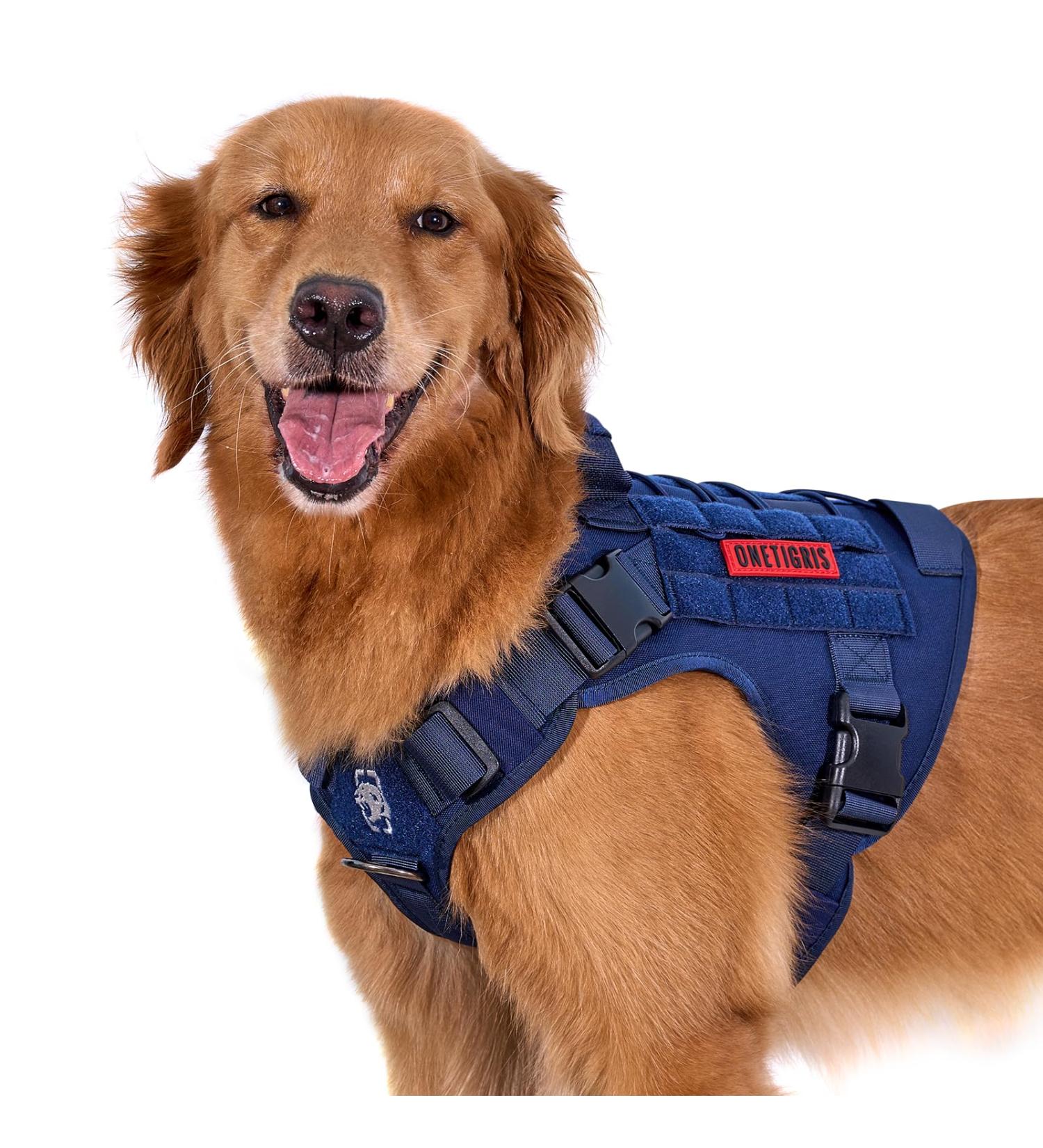 Oneigris Tactical Dog Harness - Fire Watcher Safety Vest for Service Dogs - No-Pull Design 1000D Nylon Large Blue - Buy Online on GoSupps.com