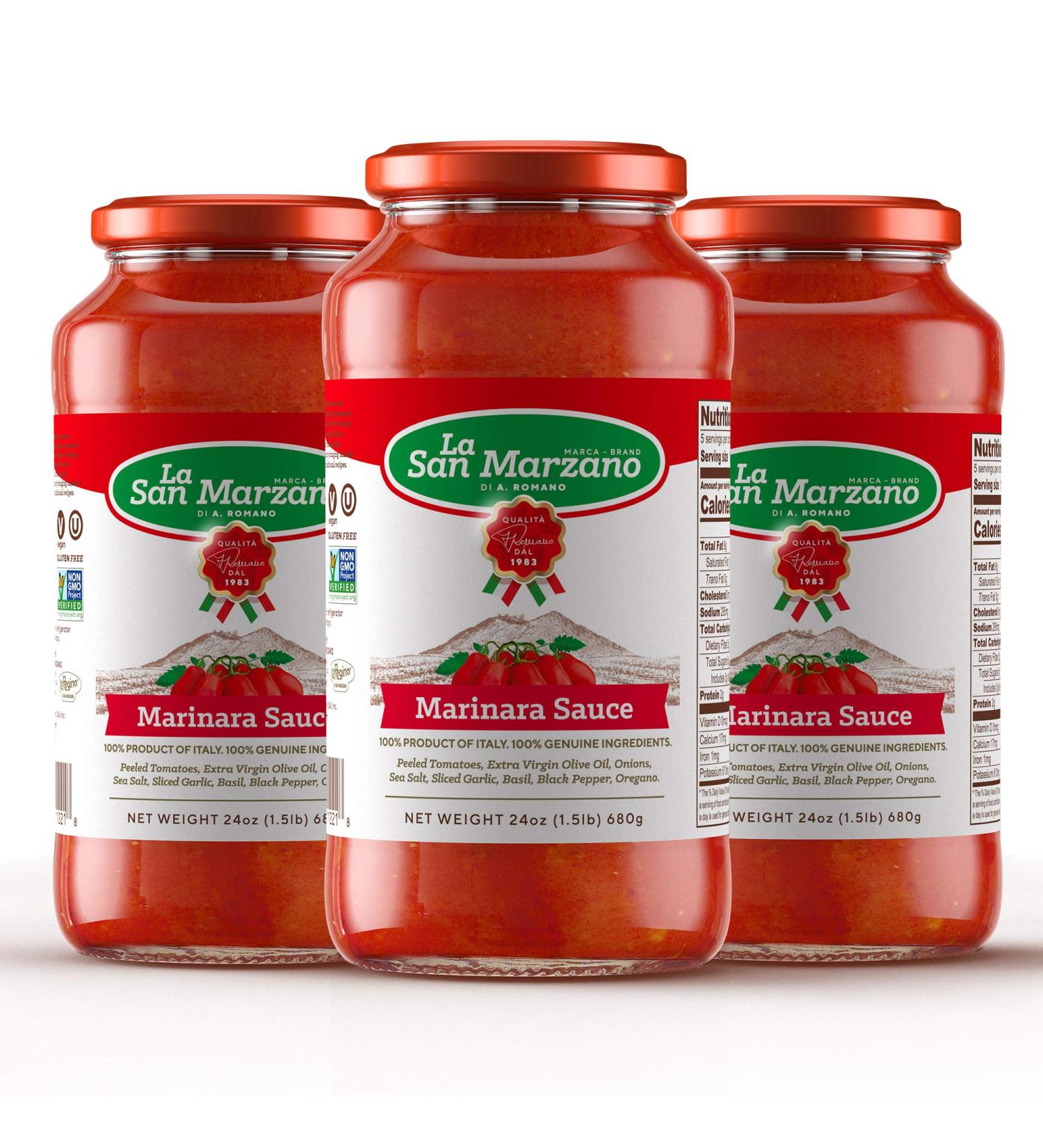 Authentic 24 Ounce Marinara Pasta Sauce - Made in Italy with San Marzano Tomatoes (Pack of 3) - Buy Online on GoSupps.com