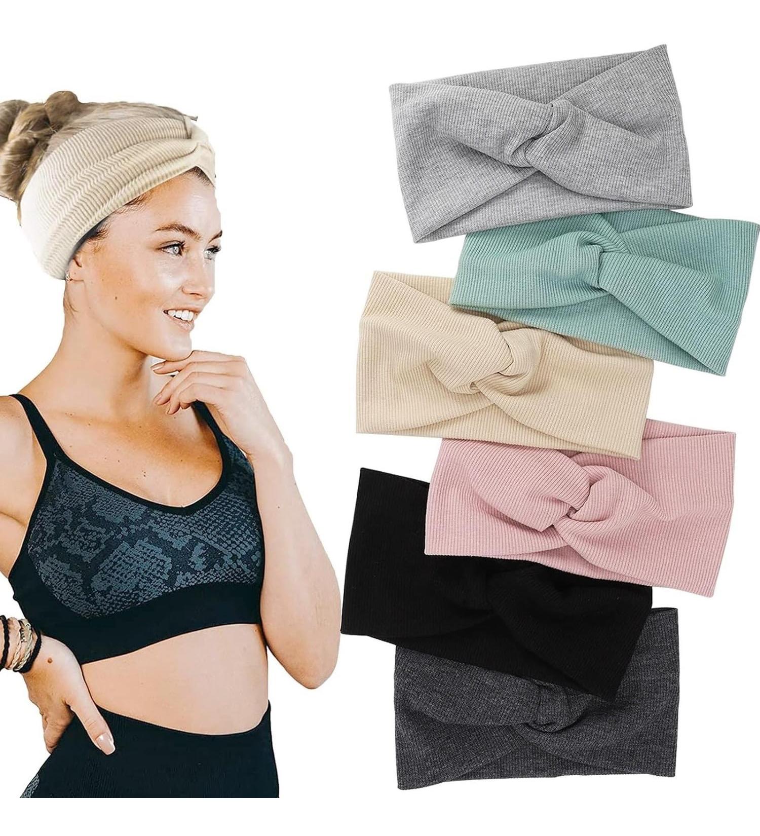 Lynun 6-Piece Wide Headband Set for Women | Elastic Sports Hair Bands for Fitness Running Yoga & Biking | Twisted Cross Headwraps in Single Colors - Buy Online on GoSupps.com