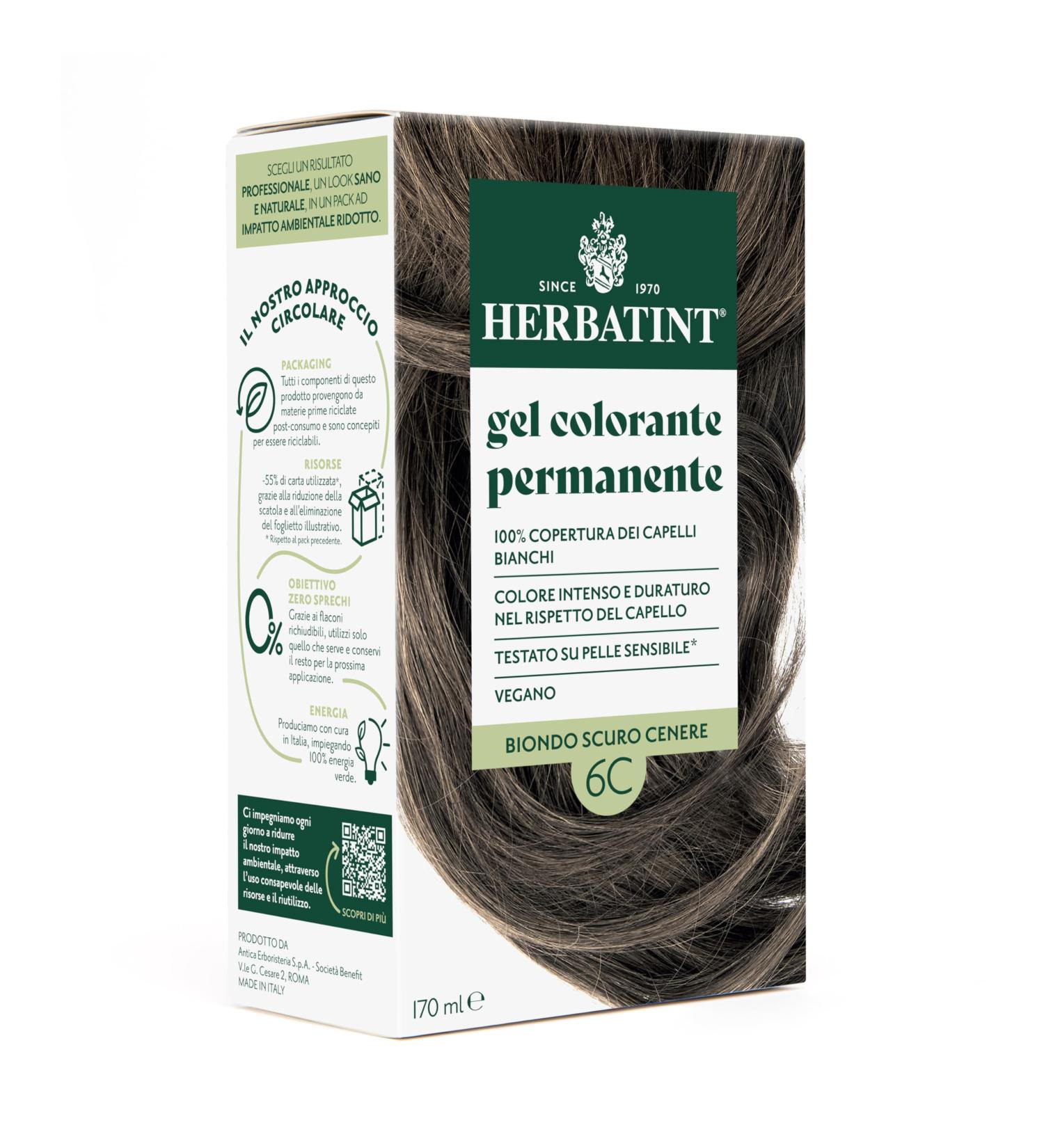  Herbatint Herbatint Permanent Hair Color Gel 6C Dark Ash Blonde - 170 ml | Ammonia-Free 100% Gray Coverage | For Sensitive Skin with 8 Natural Organic Extracts - Buy Online on GoSupps.com