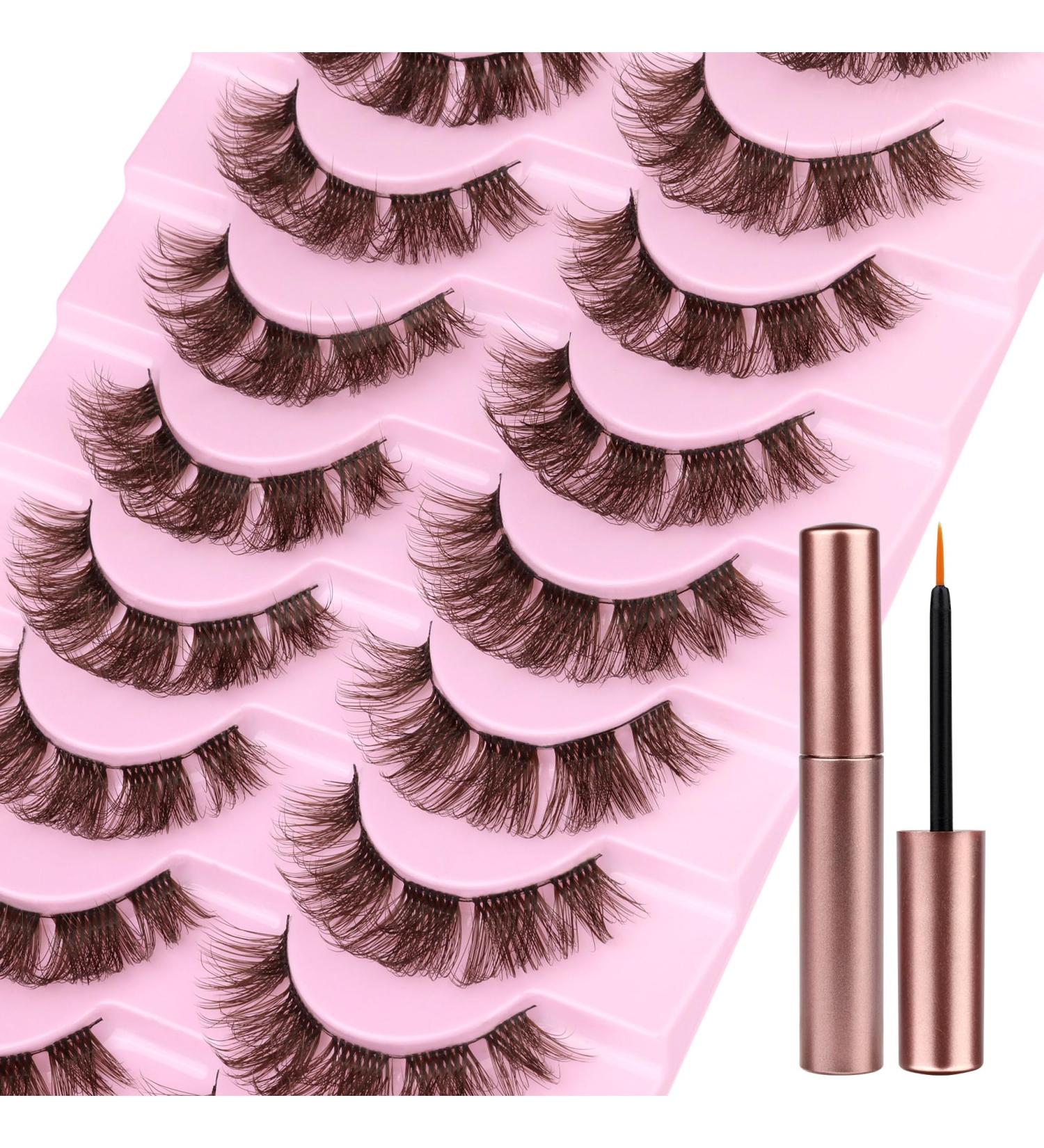 Brown Cluster Lashes Extension - 10 Pairs of 17MM Natural Wispy Fluffy Faux Mink Lashes - Buy Online on GoSupps.com