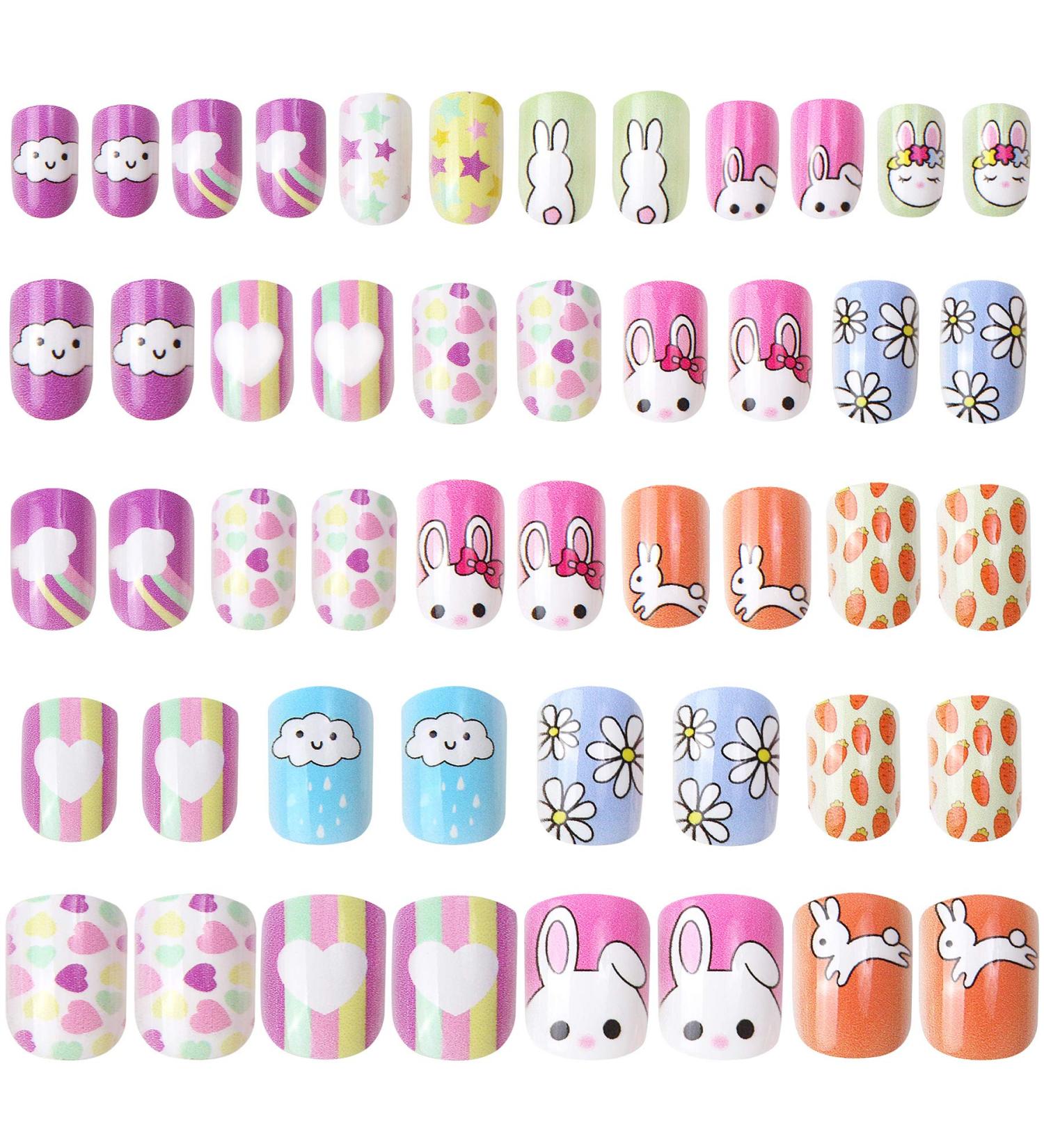 48 Pcs Girls Press On Nails Set - Cute Children Gift Nail Art Decoration (Girl Theme) - Buy Online on GoSupps.com
