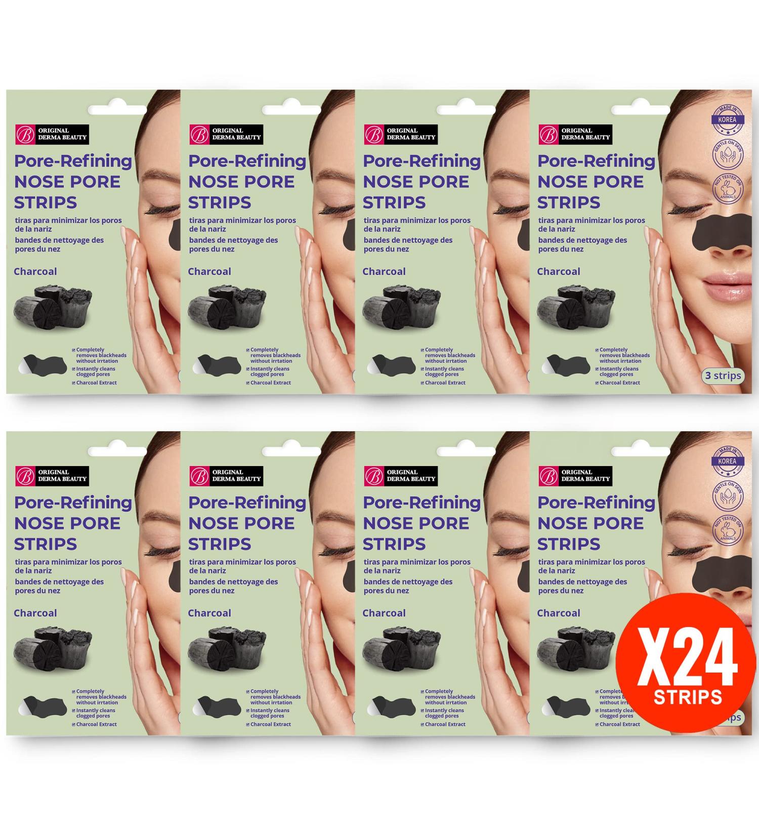 Original Derma Beauty Nose Strips - 24 Pore-Refining Charcoal Blackhead Remover for Clear Skin | Beauty & Personal Care - Buy Online on GoSupps.com