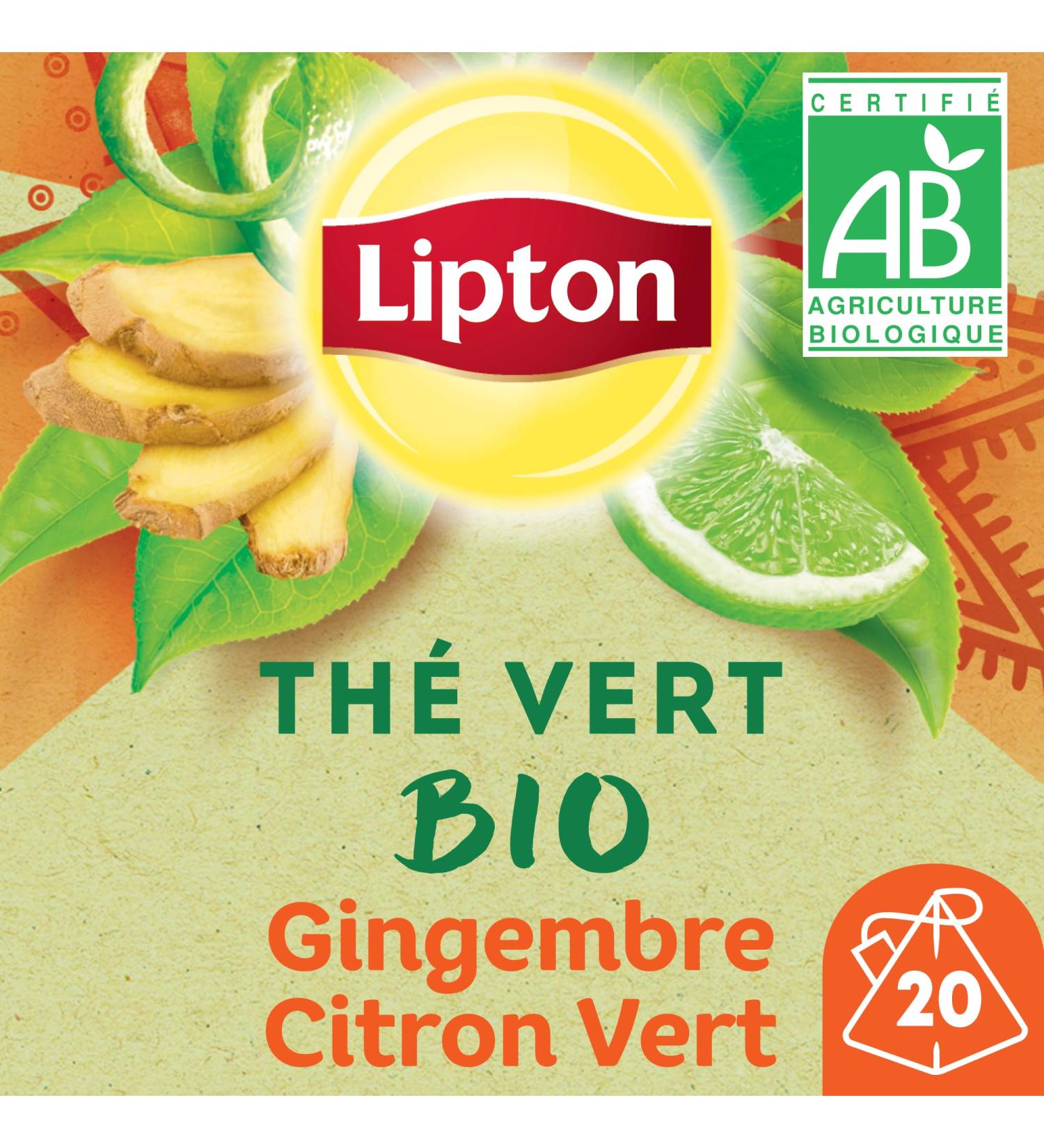  Lipton Lipton Organic Green Tea Ginger & Lime Rainforest Alliance Certified 240 Bags (Pack of 12 x 20 Bags) - Buy Online on GoSupps.com