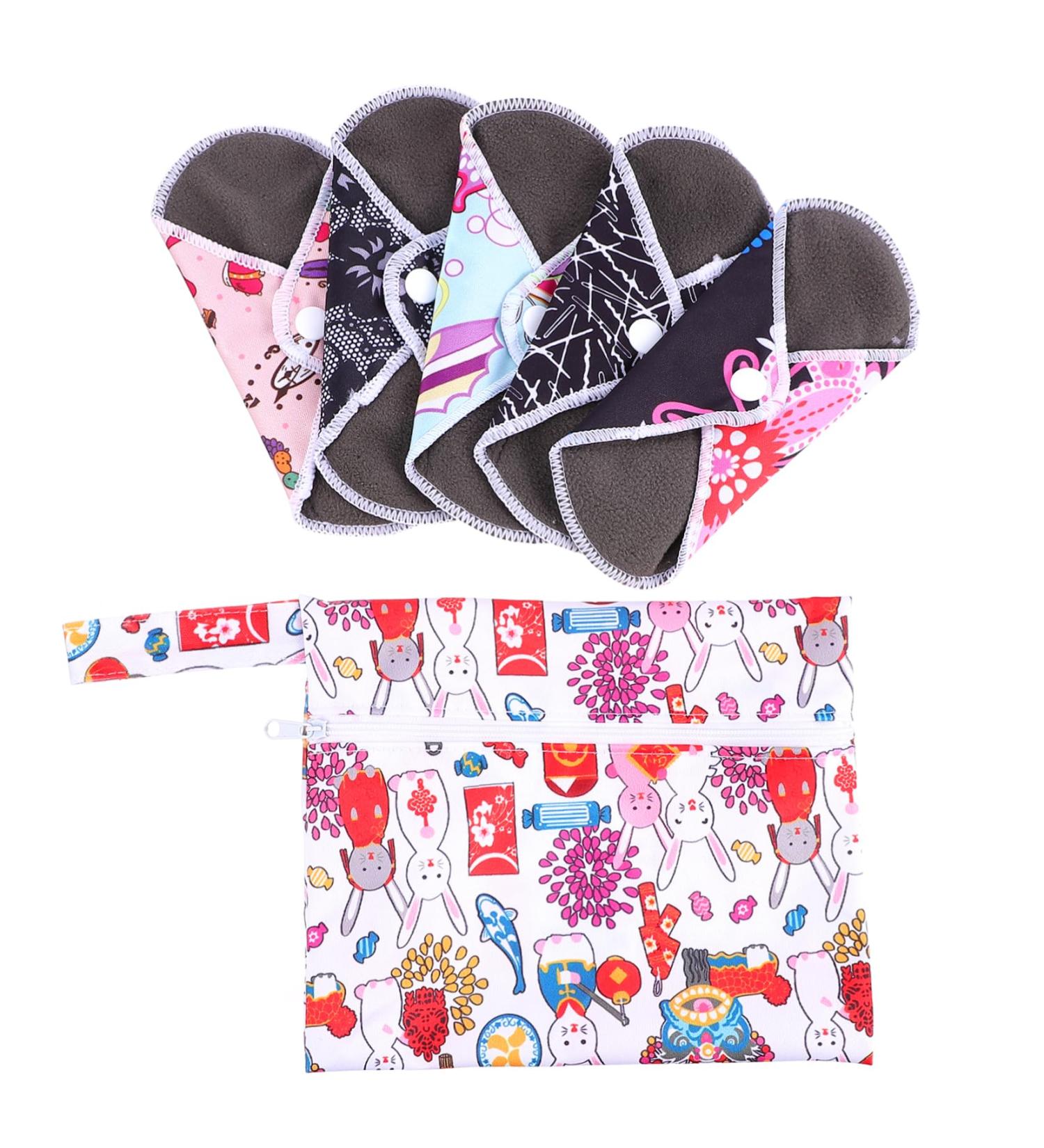 Lurrose Sanitary Napkins Set - Bamboo Washable Menstrual Pads | Eco-Friendly Incontinence Cloth - 1 Set - Buy Online on GoSupps.com