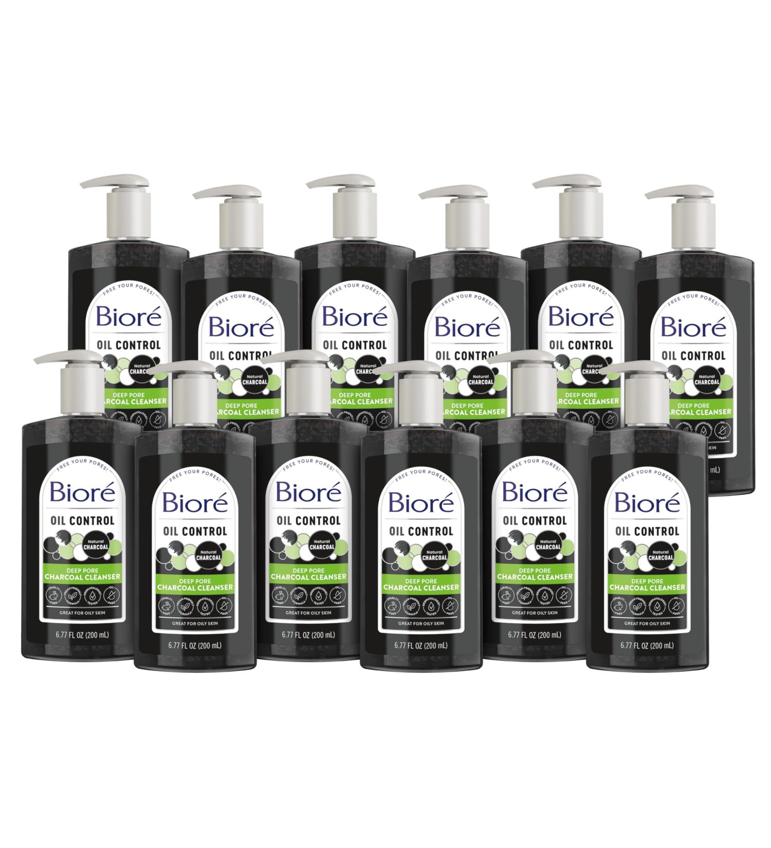 Bior Deep Pore Charcoal Cleanser - Oily Skin Makeup Removal 6.77 Oz (Pack of 12) - Unscented International Shipping - Buy Online on GoSupps.com