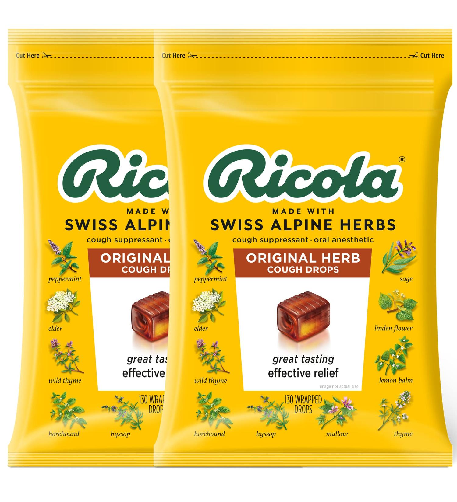 Ricola Original Herb Cough Drops - 130 Count (Pack of 2) | Soothing Throat Relief - Buy Online on GoSupps.com