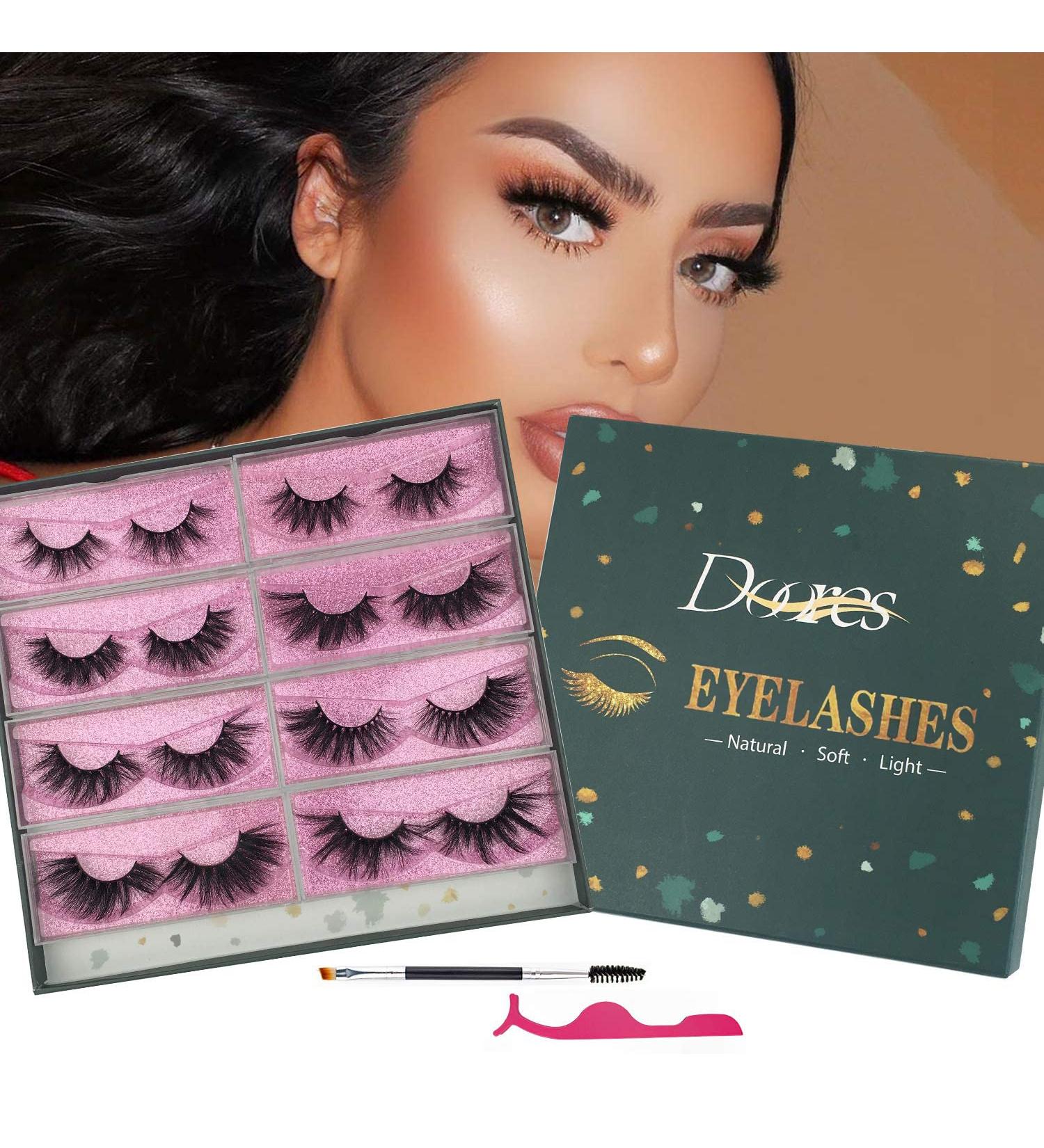 DOORES 8 Styles Multipack 3D Siberian False Eyelashes 16mm-25mm - Hand Made, Natural Layered, Full Reusable Lashes - 8 Pair Pack - Buy Online on GoSupps.com