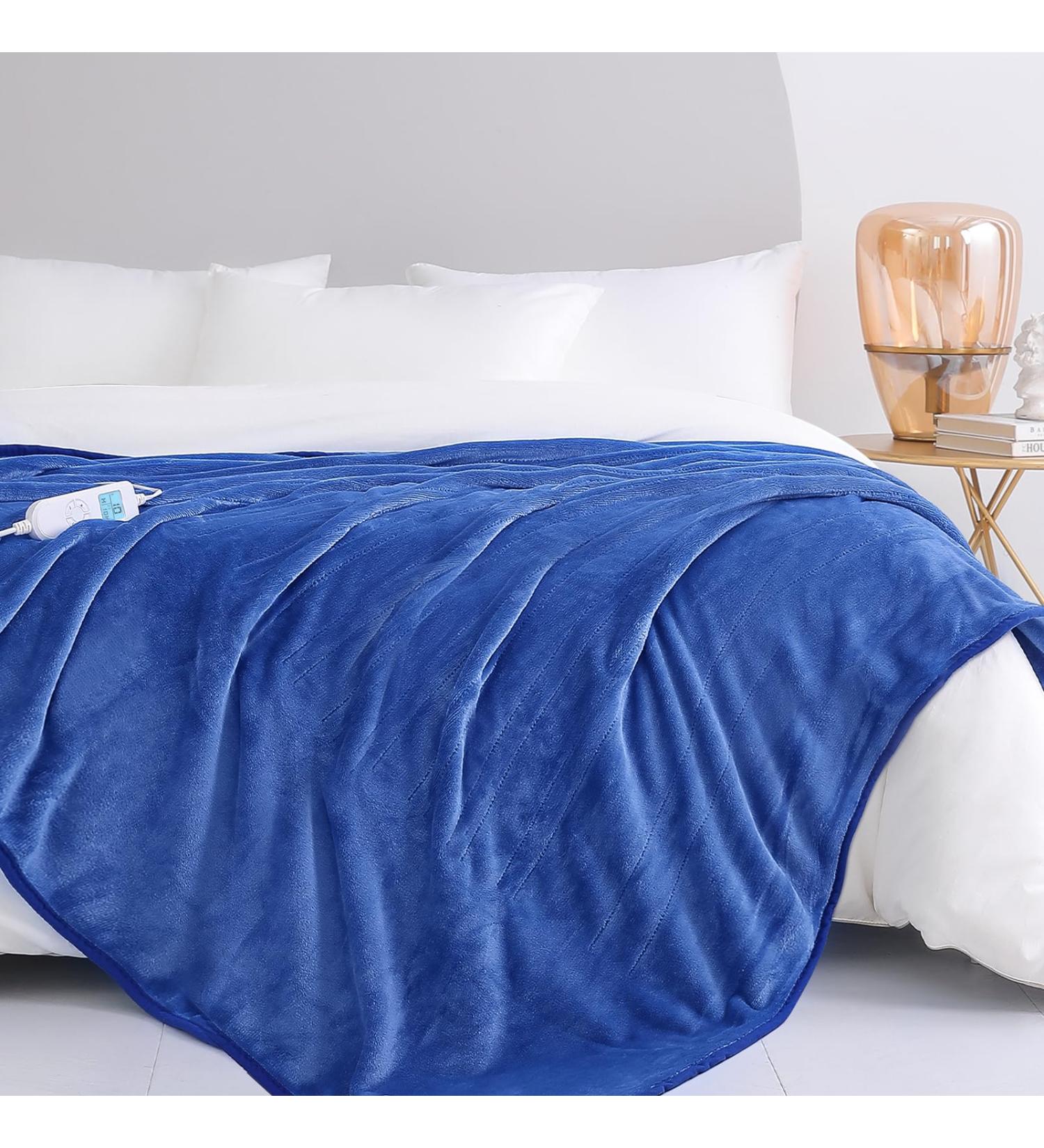 Buy Coriwell Thermal Blanket - 180x200 cm Electric Flannel with 10 Heating Levels & Auto Shut-Off | Cozy Bed Blanket with Overheat Protection - Blue - Buy Online on GoSupps.com