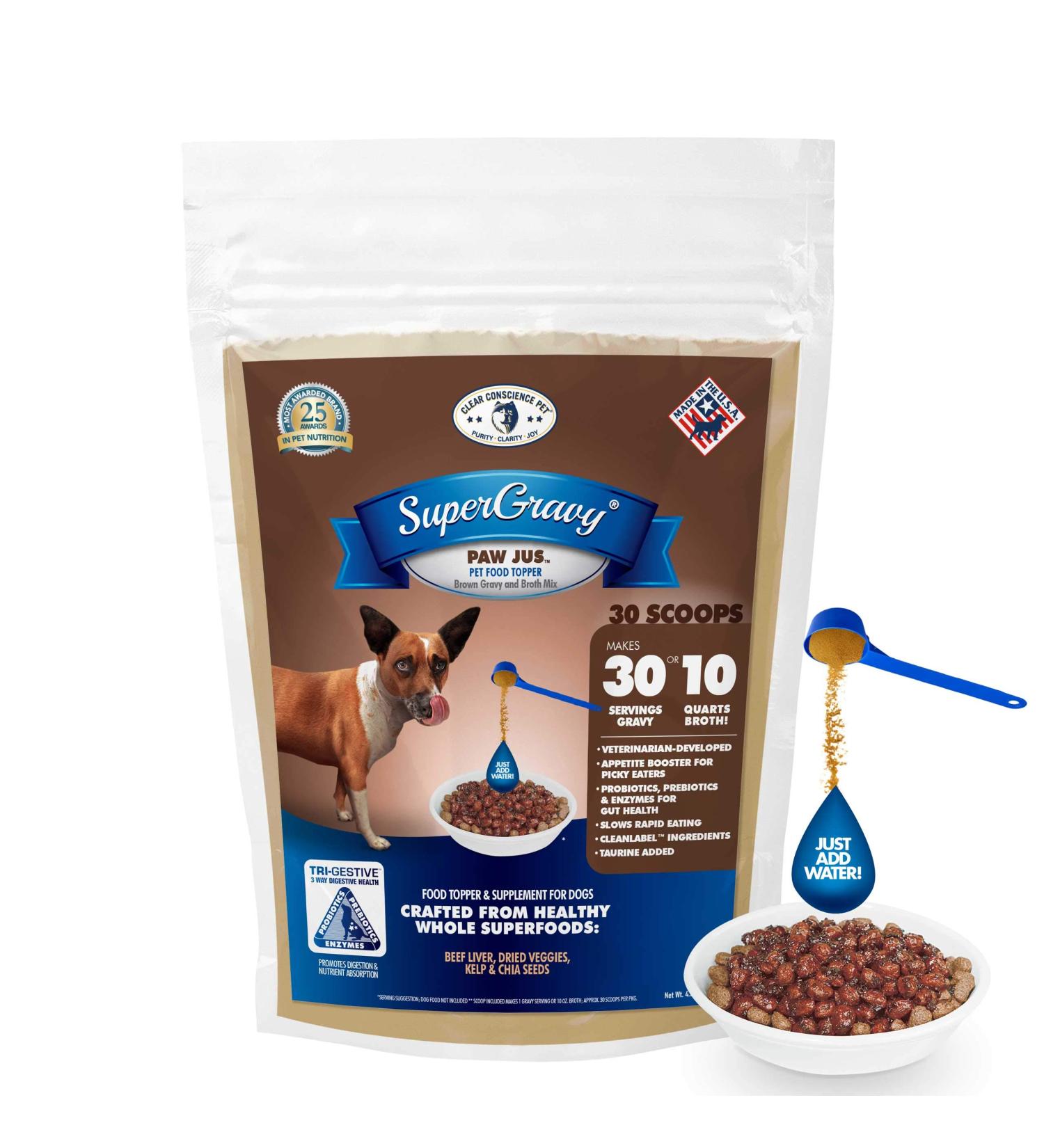 PawJus SuperGravy: Natural Dog Food Topper for Picky Eaters - Gluten & Grain Free - 30 Servings - Buy Online on GoSupps.com