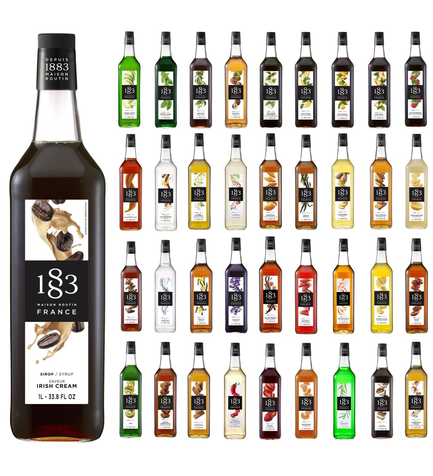 1883 Maison Routin France Syrup Pick N Mix - Choose From 100+ Flavours for Coffee Hot Chocolate Mocktails Iced Tea Cocktails Desserts Milkshakes - Pack of 2 x 1Ltr - Buy Online on GoSupps.com