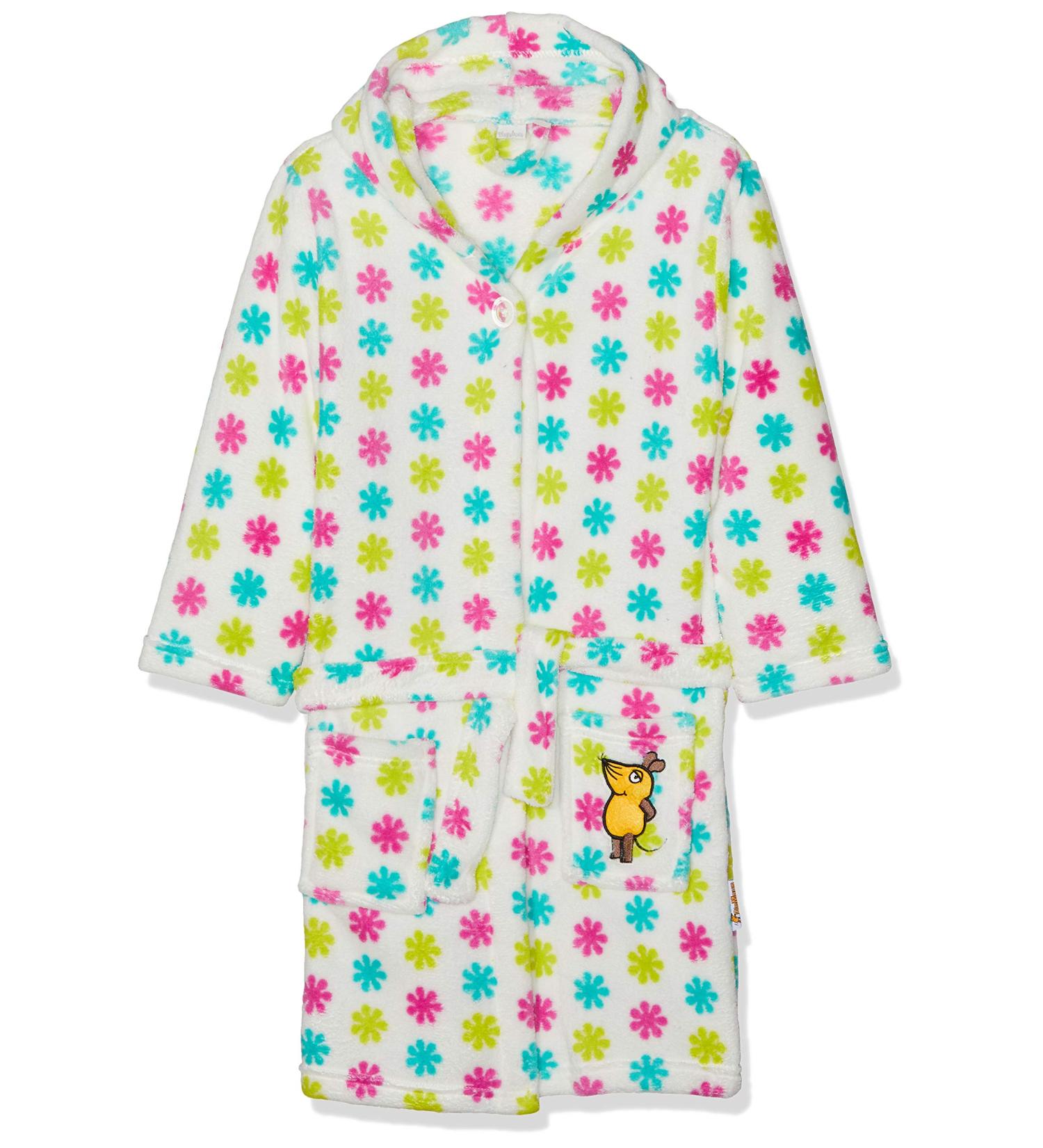 Playshoes Unisex Children's Fleece Bathrobe Dressing Gown 86-92 white/pink The Mouse