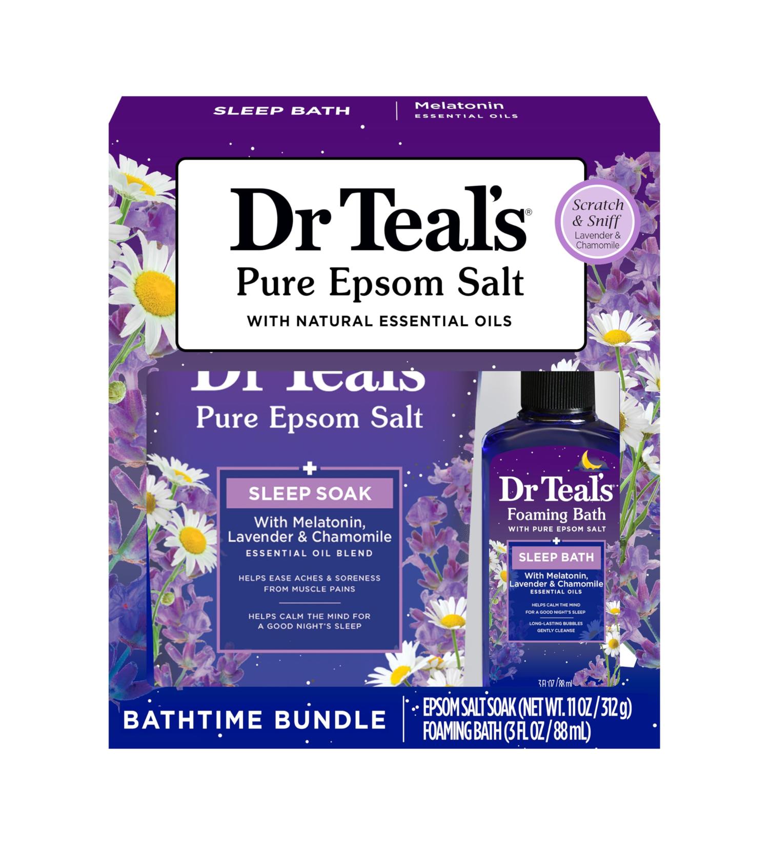 Dr Teal's Melatonin & Essential Oil Blend Epsom Salt Sampler Set | Relaxing Foaming Bath 2 Piece - Shop Internationally - Buy Online on GoSupps.com