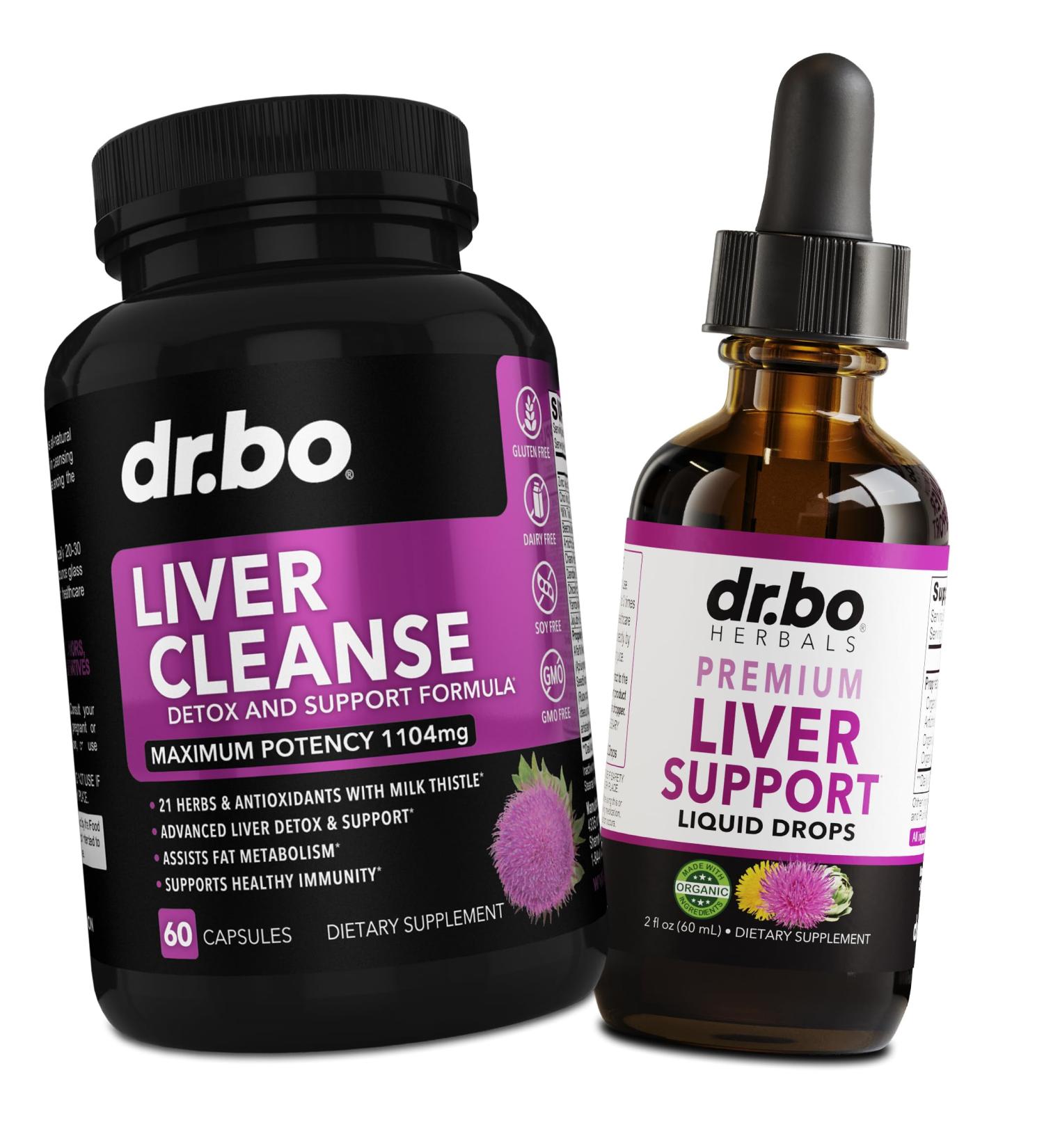 Liver Cleanse Detox Support Capsules & Drops - Organic Liver Support Supplement Liquid Milk Thistle Dandelion Chanca Piedra Extract Artichoke Leaf - Health Formula Herbal Vita Drops 2oz - Buy Online on GoSupps.com