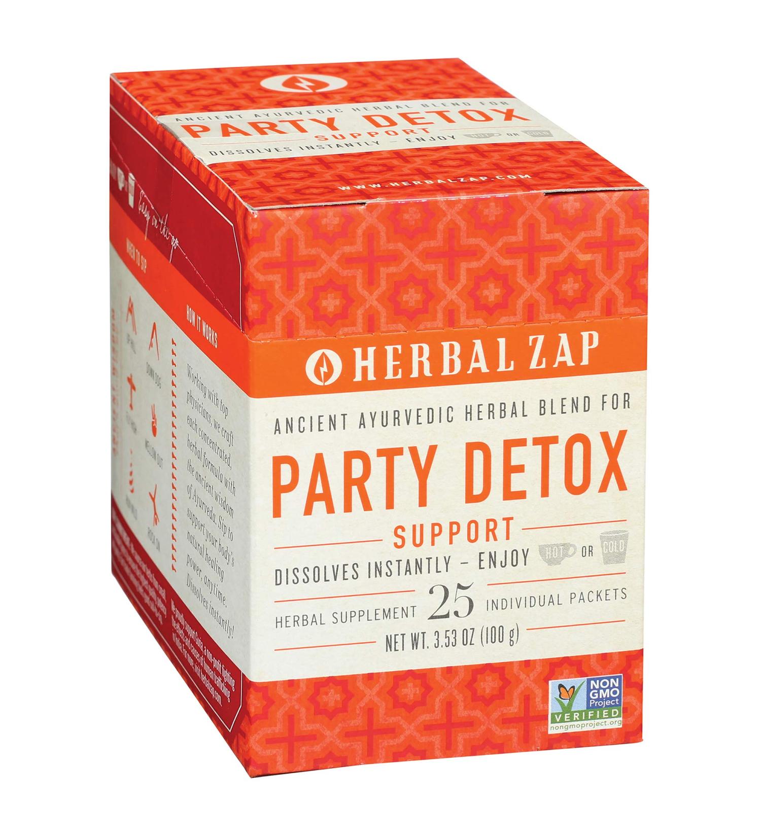 Herbal Zap Party Detox Instantly Dissolving Ayurvedic Herbal Supplement to Soothe Calm Restore. 1 Box of 25 Packets - Buy Online on GoSupps.com