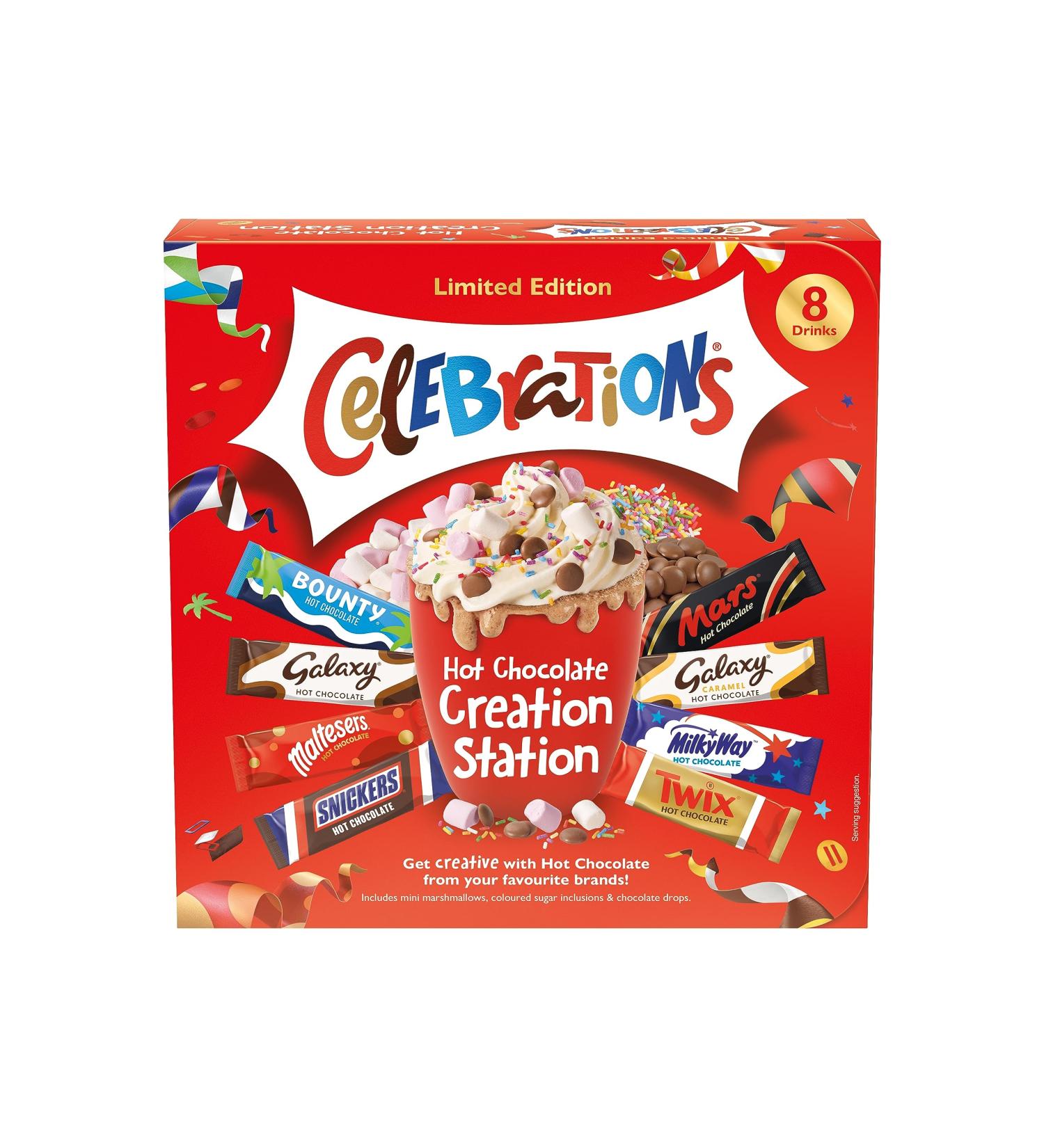 Limited Edition Celebrations Hot Chocolate Creation Station: 8 Sachets, 3 Toppings for Customized Hot Chocolate Experience | Gift Set | Pack of 1 - Buy Online on GoSupps.com