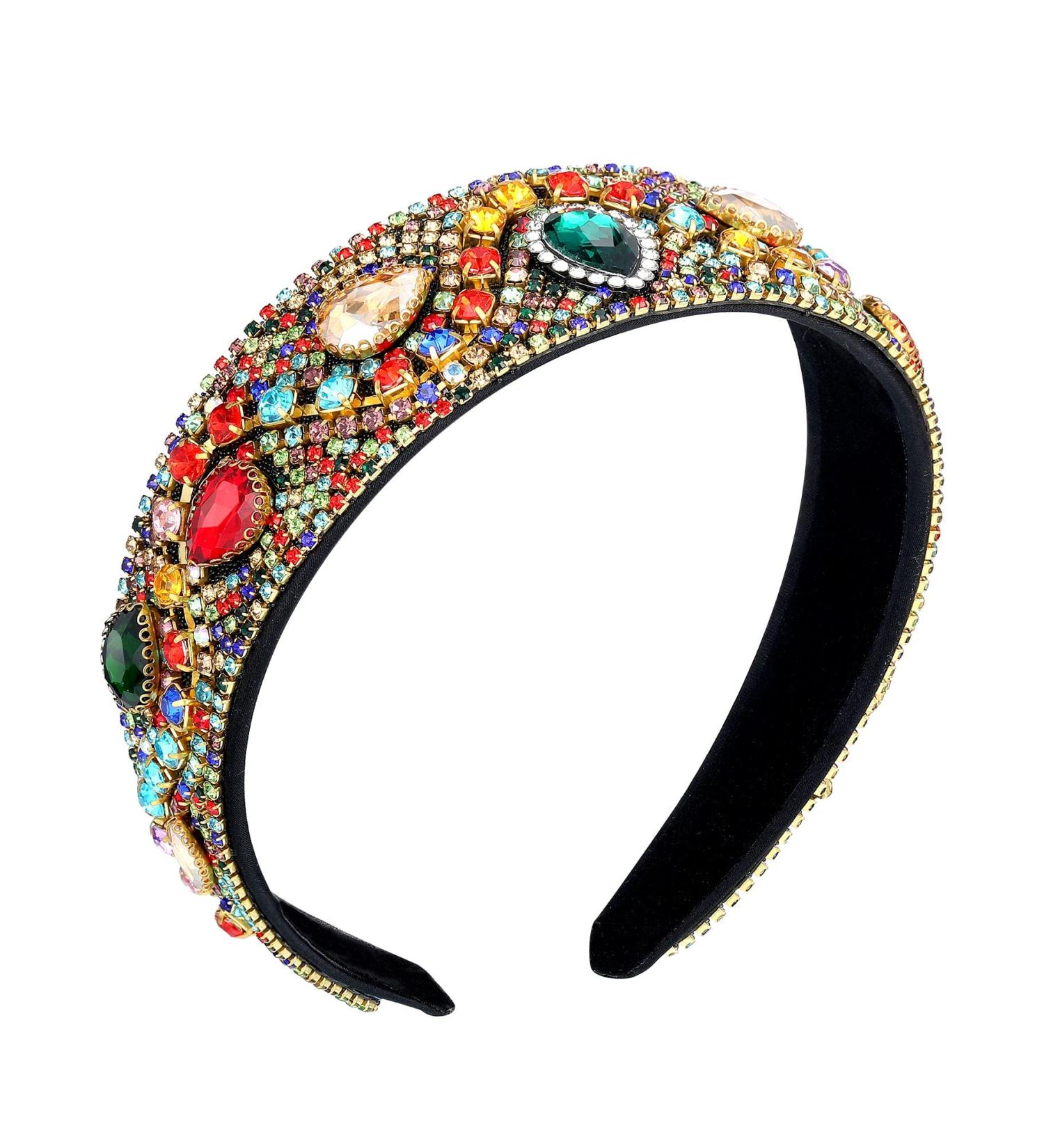 Baroque Crystal Rhinestone Padded Headband | Velvet Bejewelled Hairband for Women and Girls - Buy Online on GoSupps.com