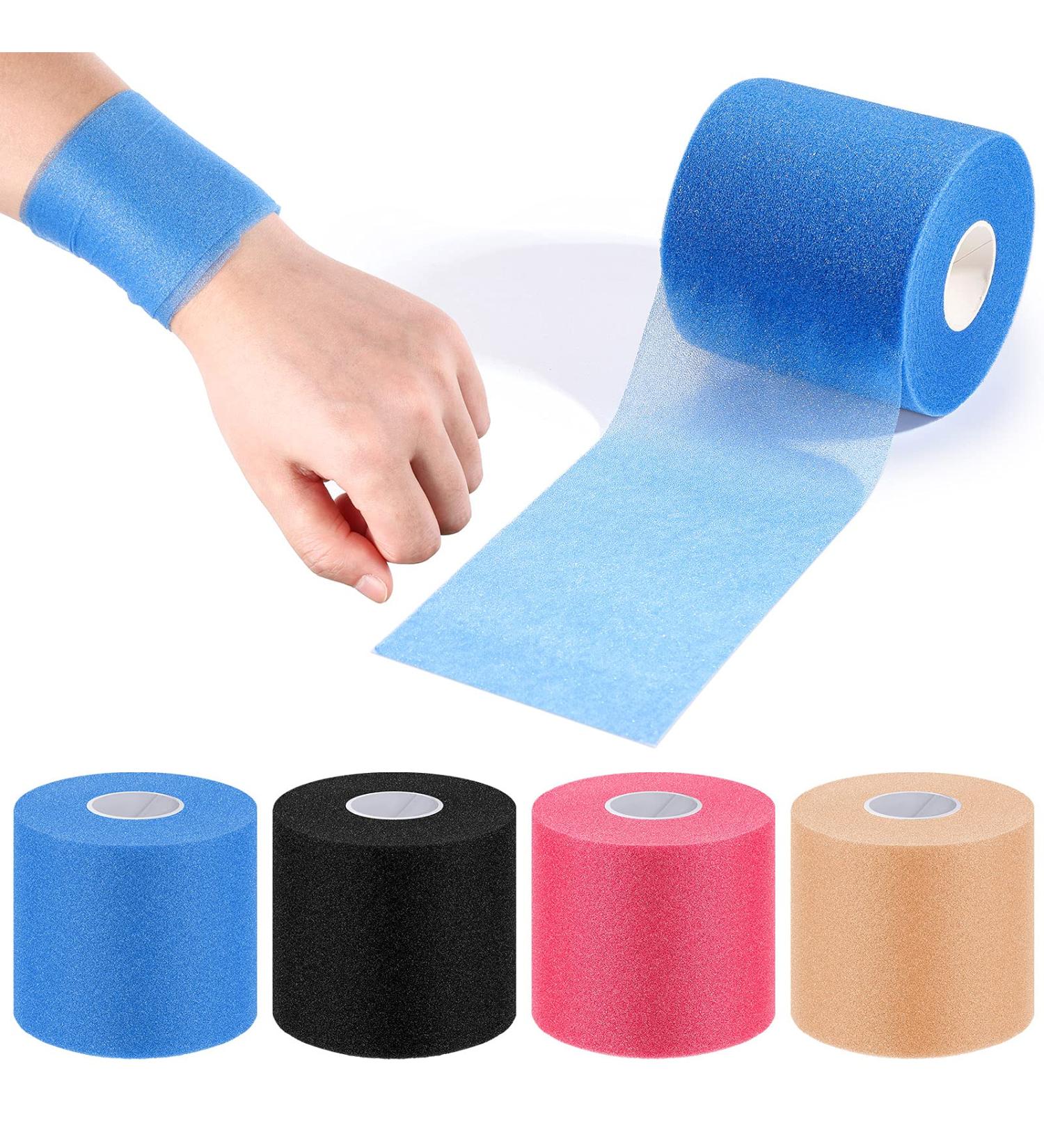 4 Pieces Foam Underwrap Athletic Tape for Ankles Wrists Knees, 2.75 x 30 Yards - Black Beige Navy Blue Rose Red - Buy Online on GoSupps.com