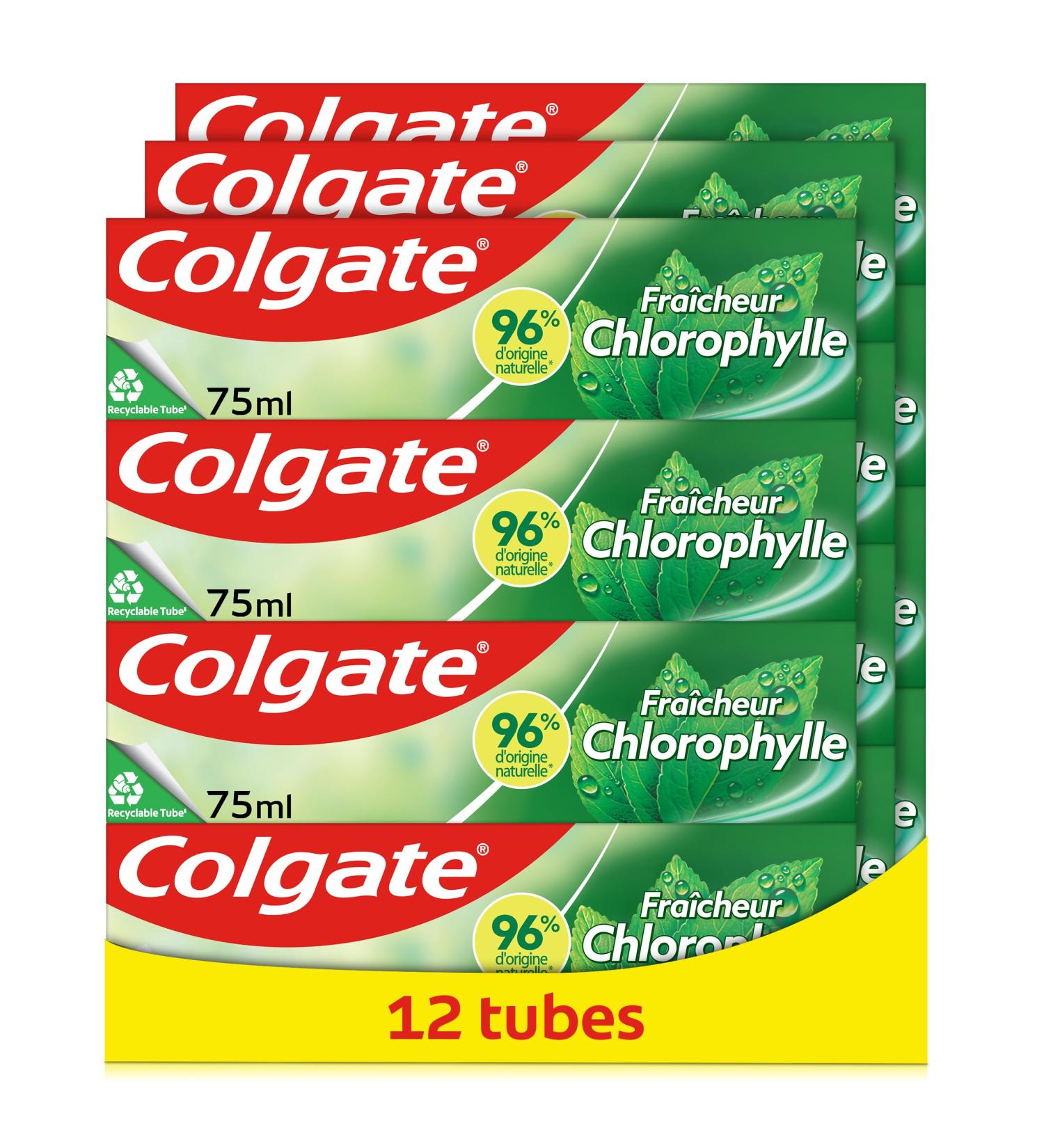Colgate Intense Freshness Chlorophyll Toothpaste - 96% natural ingredients - Effective protection against cavities and plaque - pack of 12 x 75 ml - Buy Online on GoSupps.com