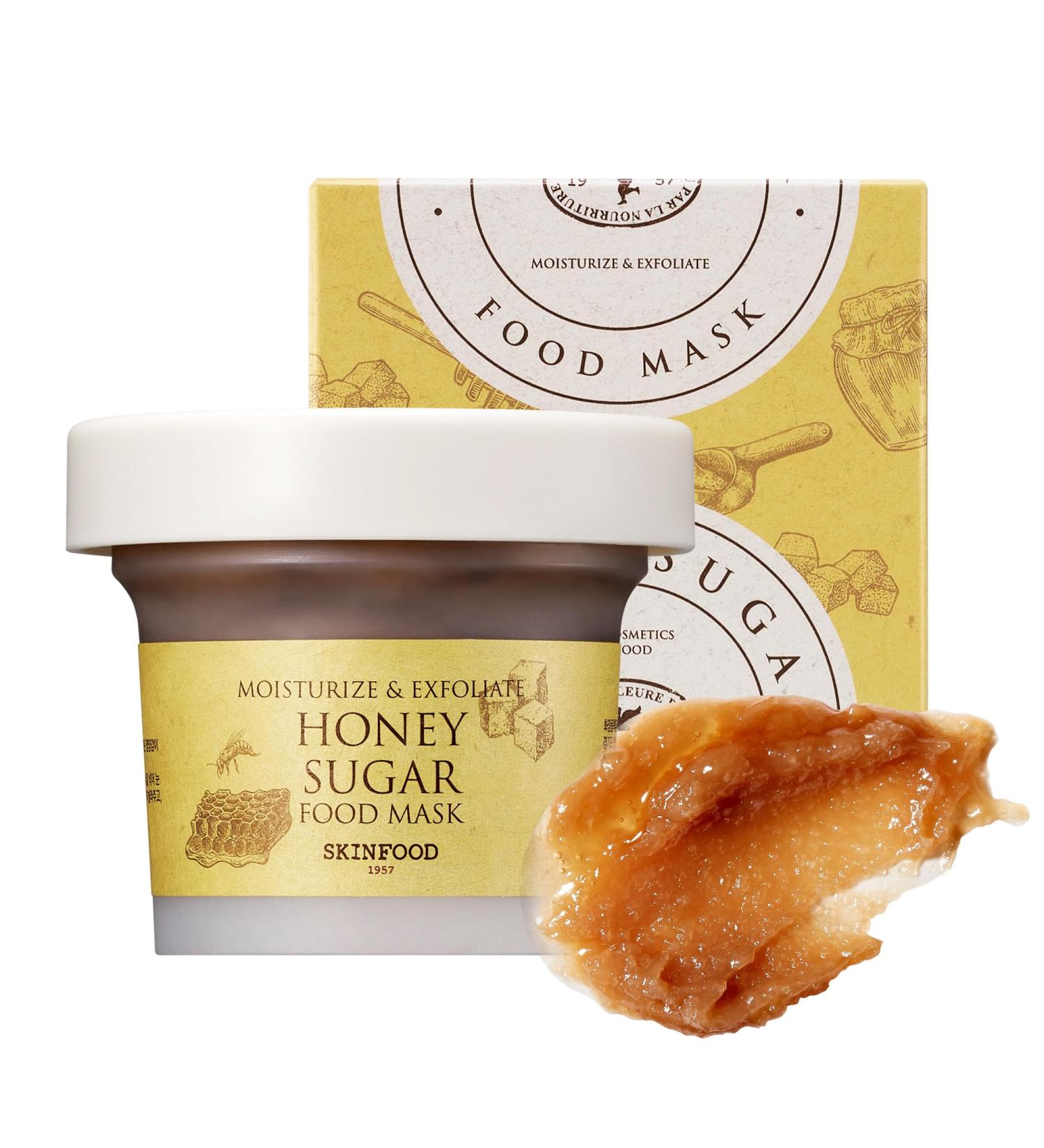 SKIN FOOD Honey Sugar Food Mask 180g - Black Sugar and Honey to nourish and gently exfoliate skin for a smooth texture