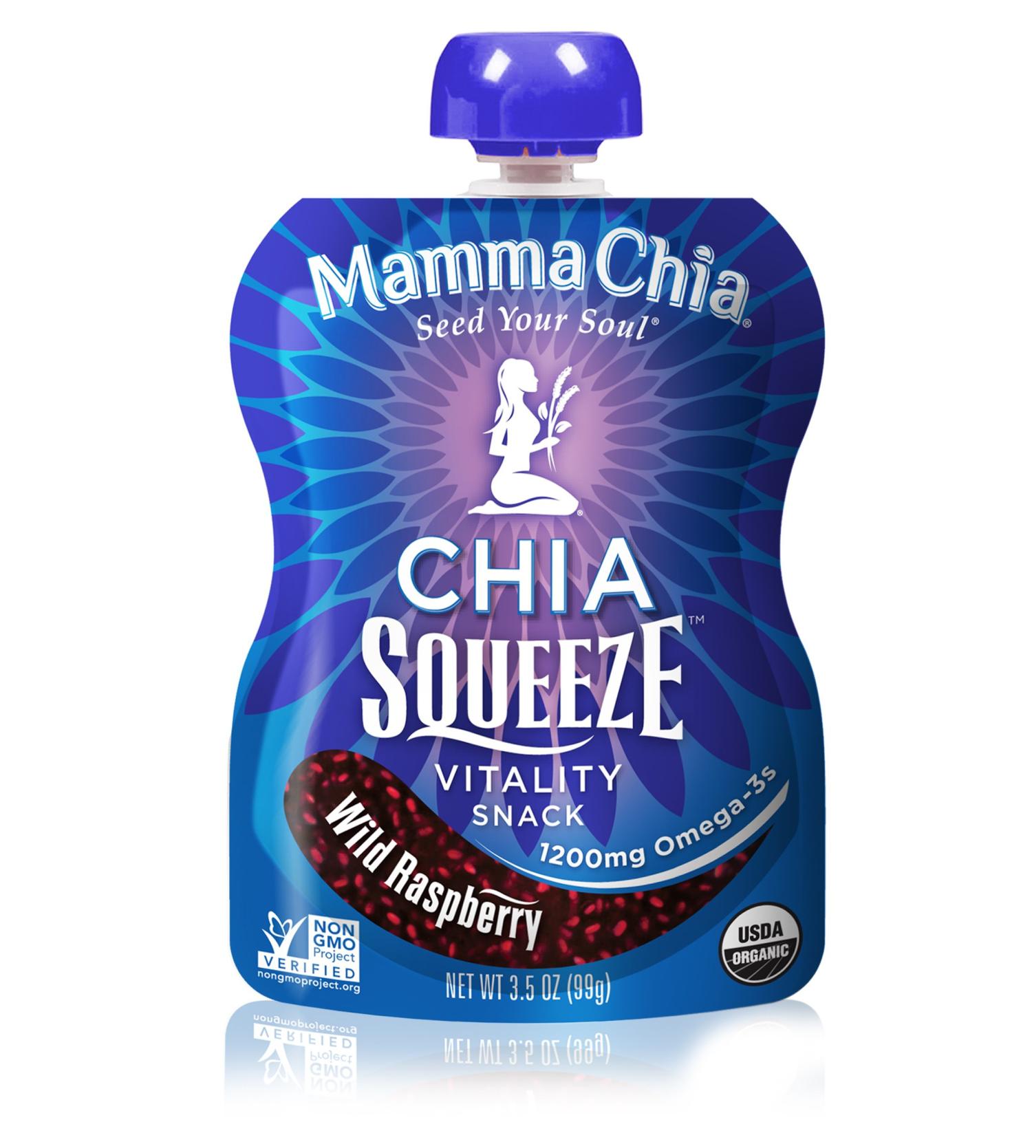 Mamma Chia Organic Wild Raspberry Chia Squeeze - 8 Vitality Snacks (3.5 oz Each) - Buy Online on GoSupps.com