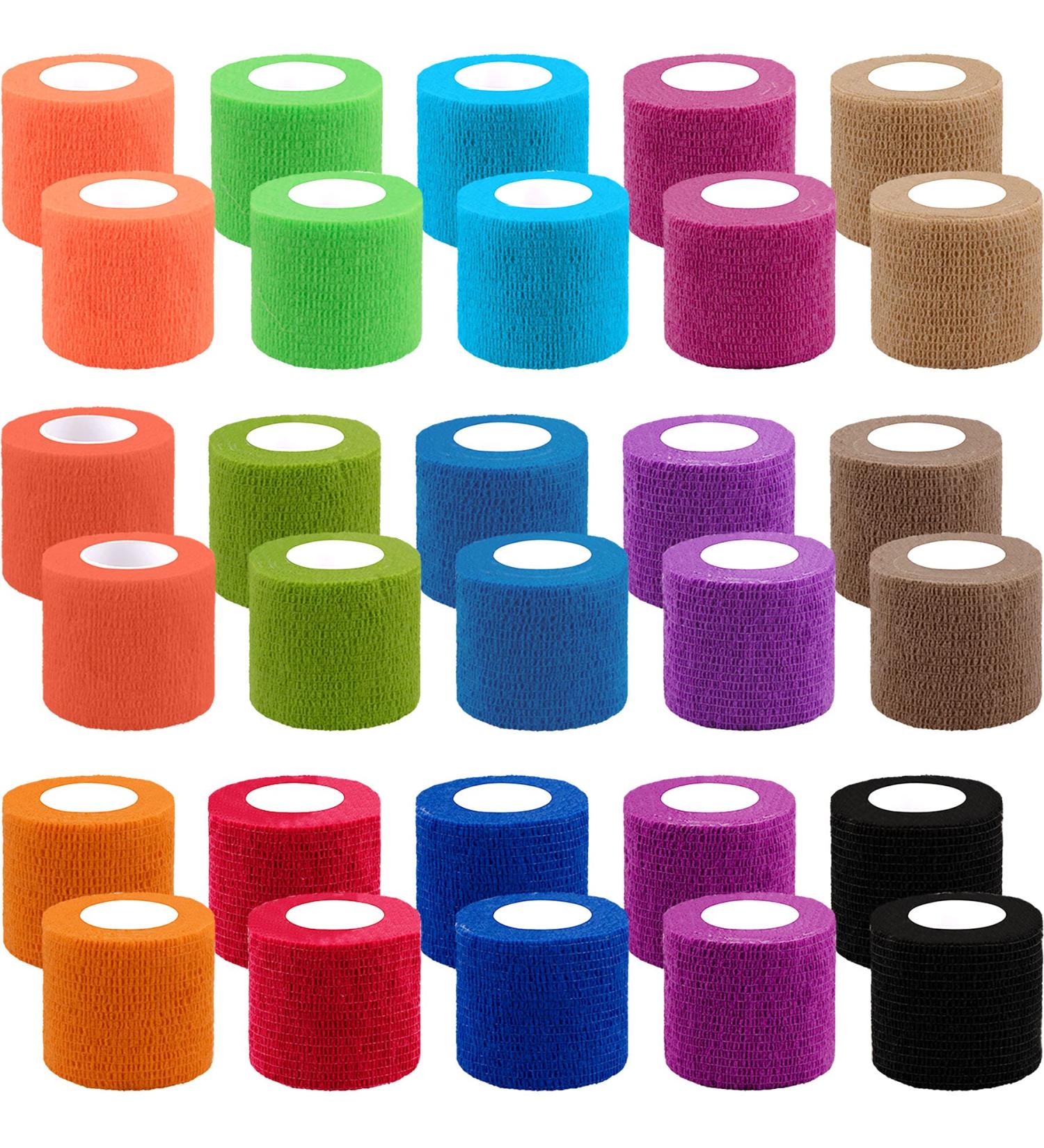 BQTQ 30 Rolls Self Adherent Wrap 2 Inch - Self Adhesive Bandage Tape for Wrist, Ankle, Swelling, Sprains - Assorted Color Stretch Bandage - Buy Online on GoSupps.com