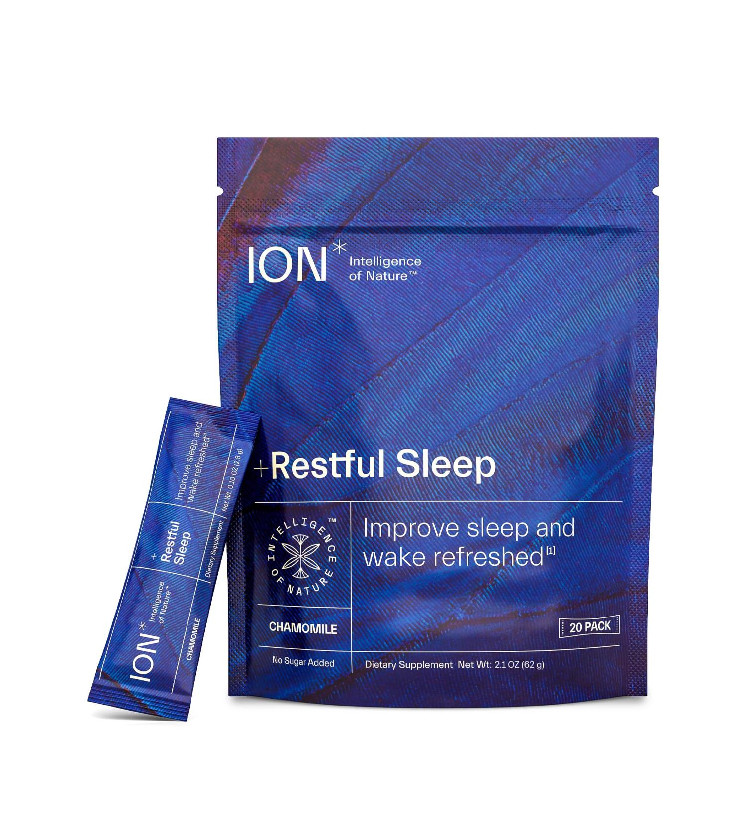 ION* Intelligence of Nature Restful Sleep - Ashwagandha Calm Sleep Aid Powder Drink Mix for Restful Night with Magnesium and L Theanine for Women and Men - 20 Packets 0.1 Ounce (Pack of 20) - Buy Online on GoSupps.com