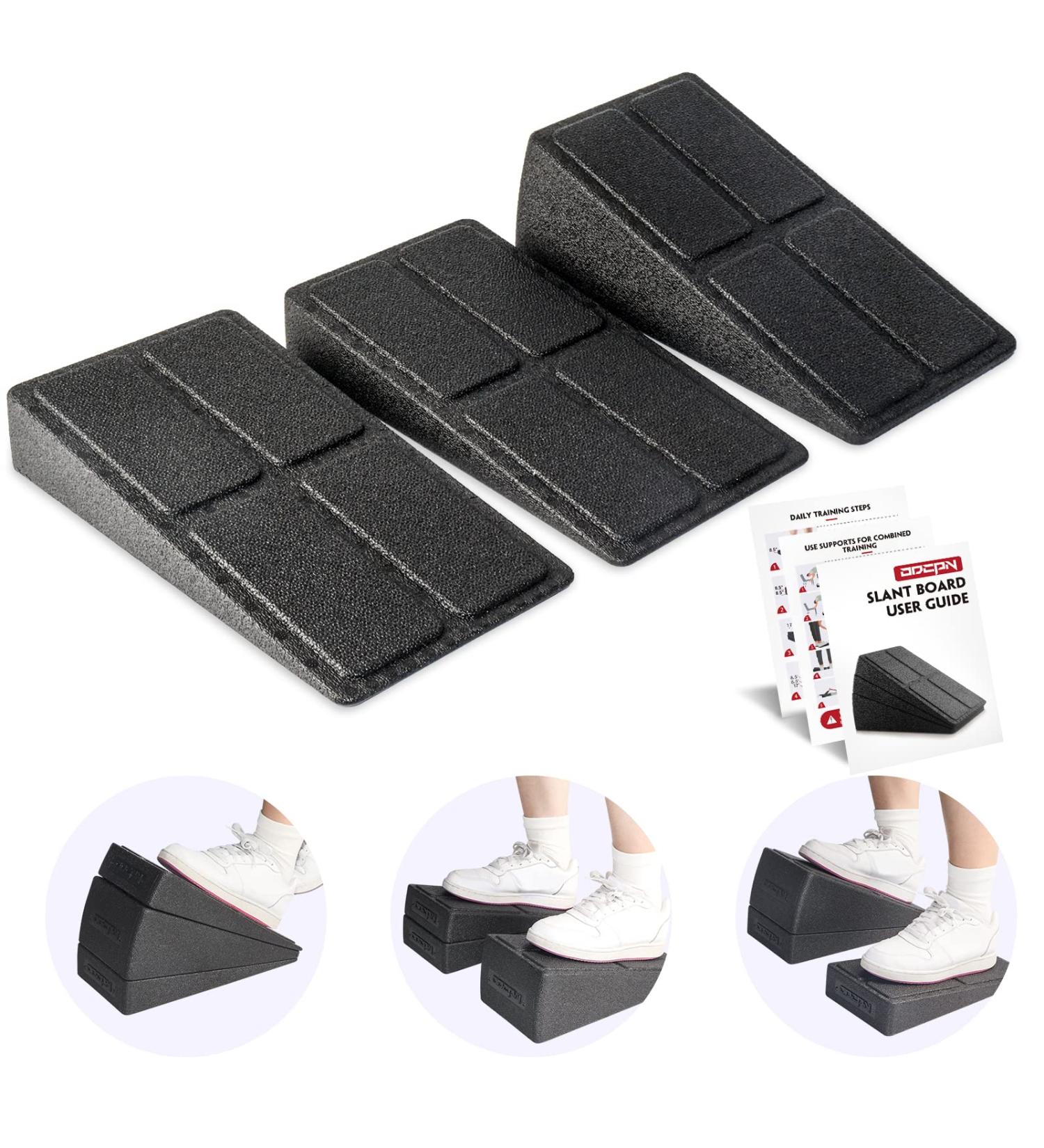 Adjustable Slant Board Set for Calf Stretches & Plantar Fasciitis Therapy - 3 Pcs Foam Incline Board Kit for Squats & Exercises - Buy Online on GoSupps.com