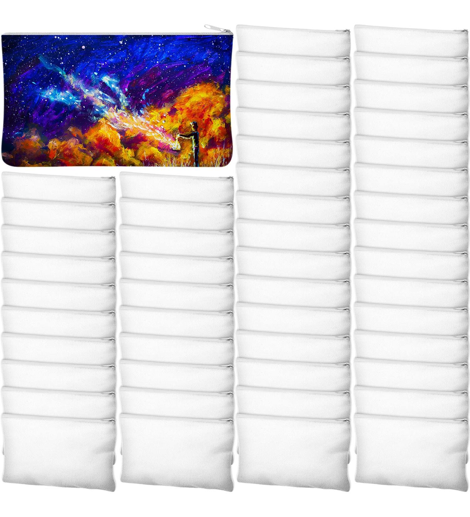 50 Pieces Frienda Sublimation Blank Canvas Makeup Bags - DIY Heat Transfer Cosmetic Pouches with Zipper (White 7 x 4.3 Inch) - Buy Online on GoSupps.com