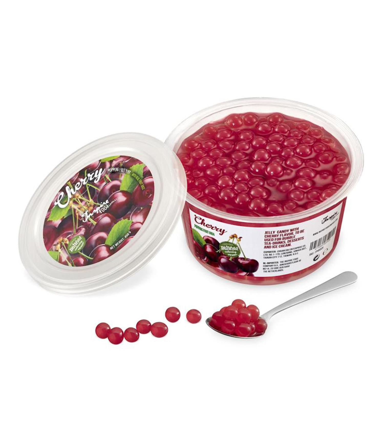 Buy Inspire Food Cherry Bubble Tea Pearls - 100% Vegan Gluten-Free Popping Boba (450g) for Delicious Drinks - Buy Online on GoSupps.com