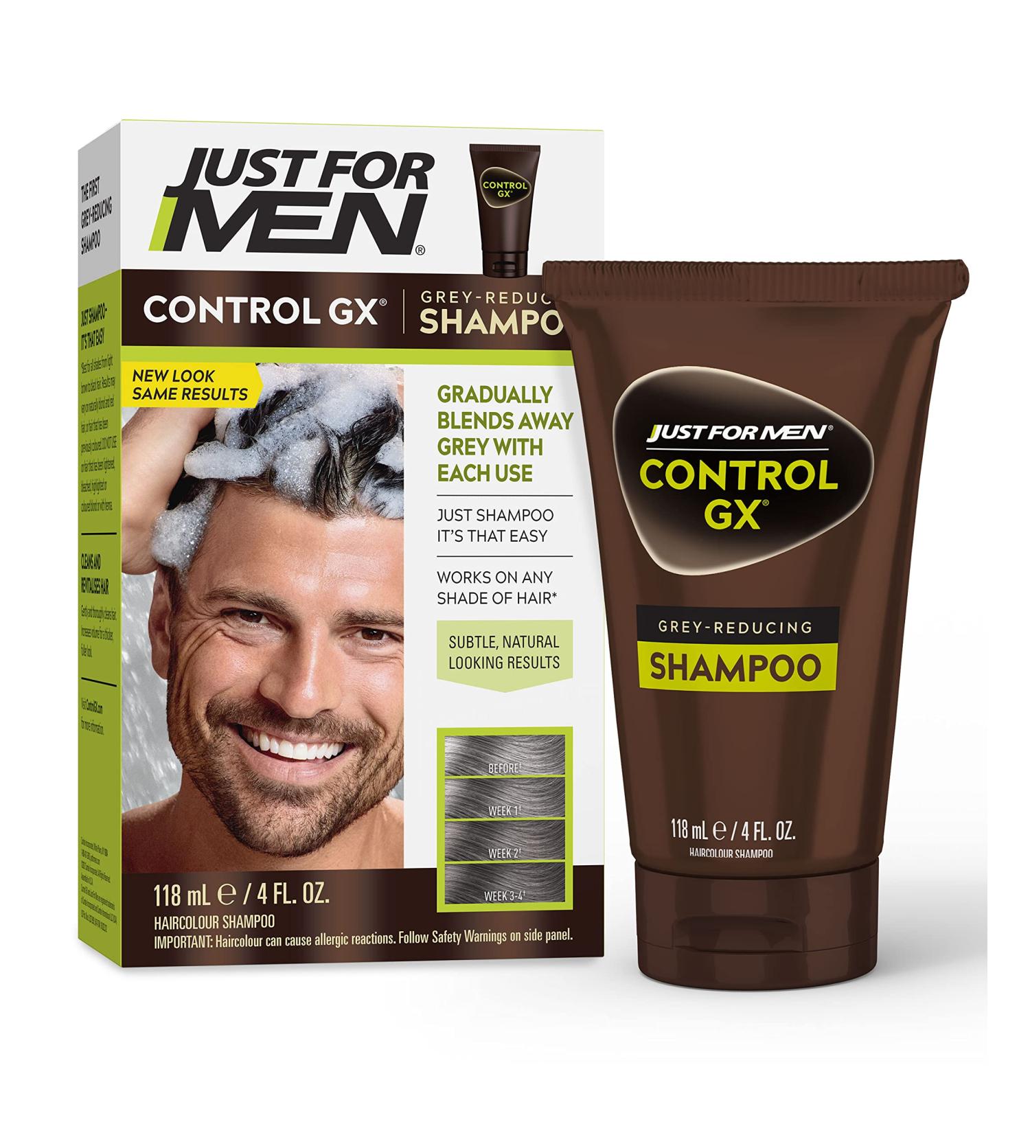Reverse Grey Hair with Just For Men Control GX Shampoo for Stronger, Healthier Hair - 4 Fl Oz (Pack of 1) - Buy Online on GoSupps.com