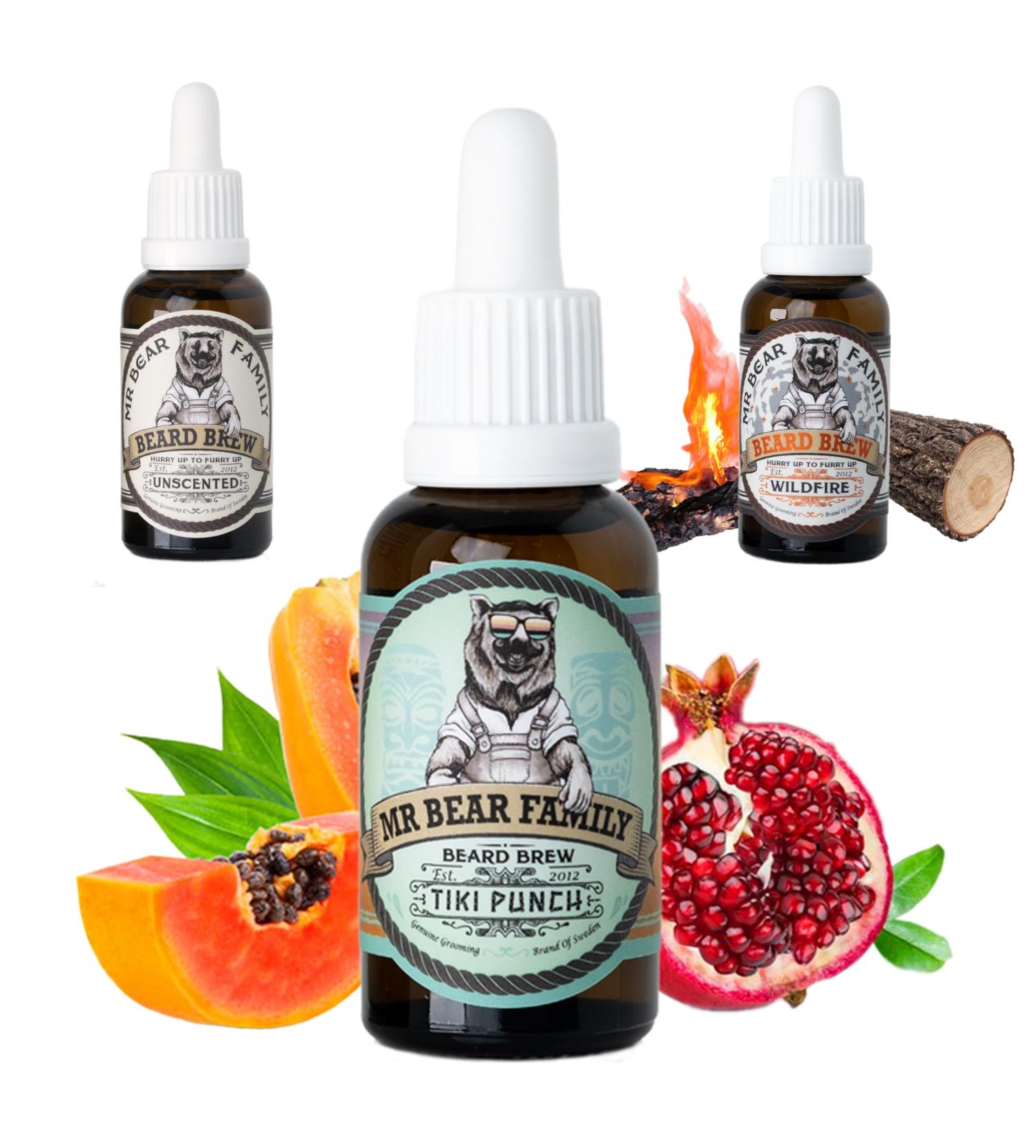 Bear Family Beard Oil for Men - Tiki Punch 30ml | Nourishing Jojoba & Argan Oil for Beard Growth & Moisturization - Buy Online on GoSupps.com