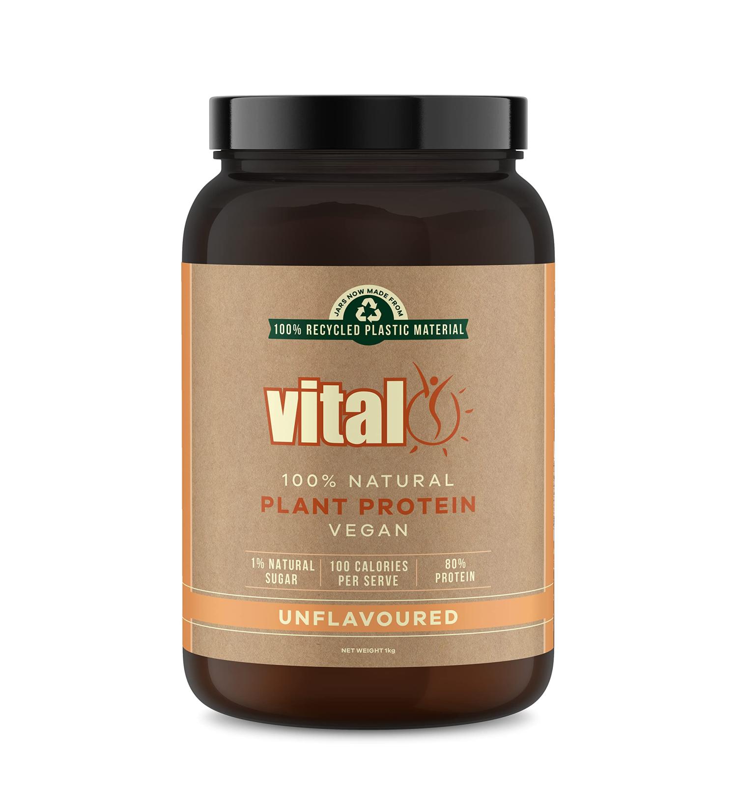 Vital Plant Protein Unflavored 1KG - 100% Vegan Pea Protein Powder | Gluten & Dairy Free | Complete Amino Acid Profile - Buy Online on GoSupps.com