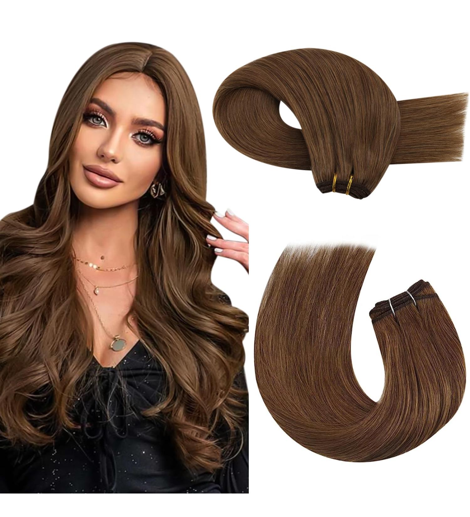 Moresoo Chestnut Brown 18 Double Weft Human Hair Extensions - Pack of 1 - Buy Online on GoSupps.com