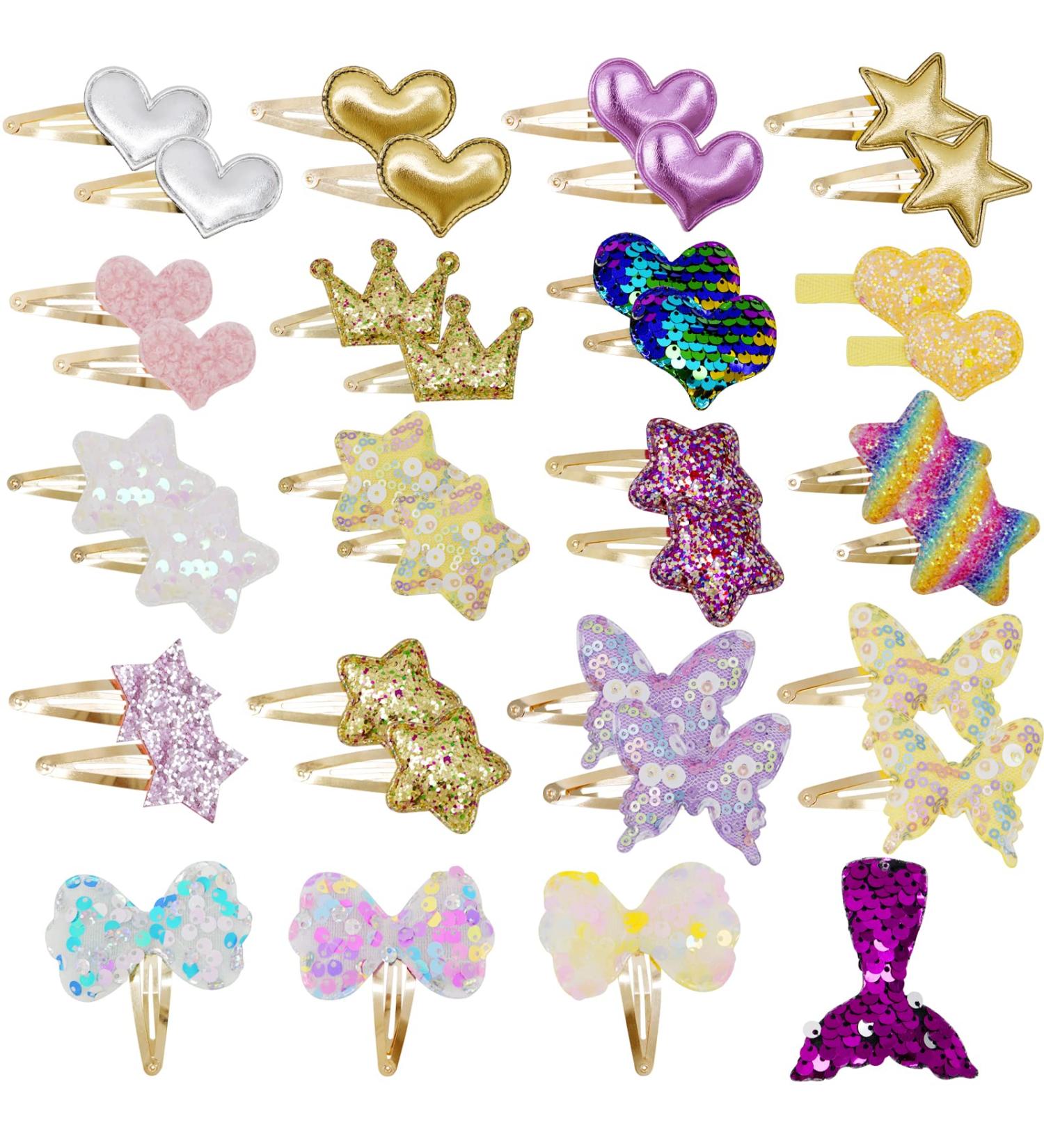 Kruce 16 Pair Hair Clips for Girls - Sparkling Metal Snap Hairpins & Styling Accessories - Buy Online on GoSupps.com