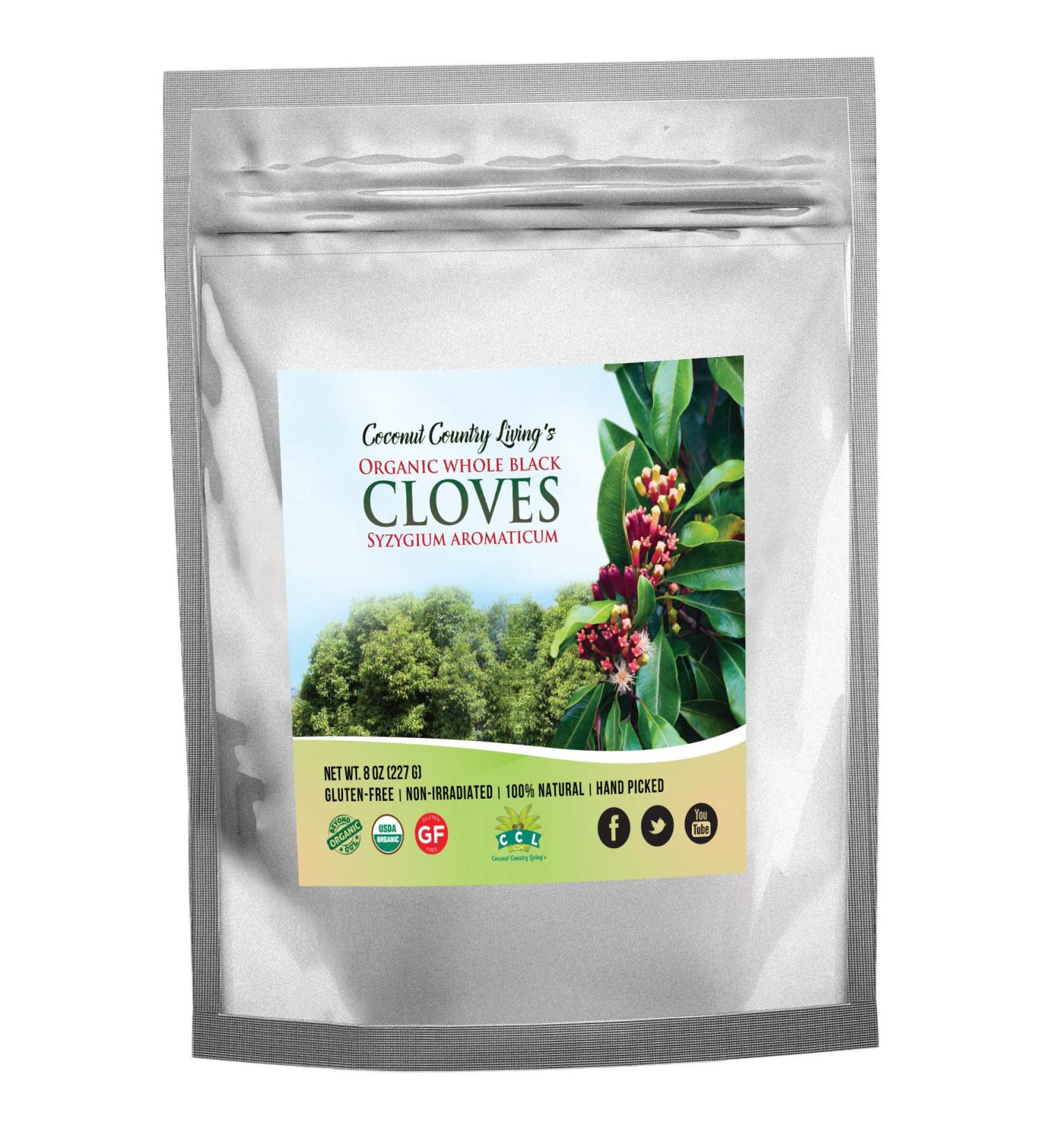 Organic Cloves Whole 8 oz Fair Trade in Mylar Bag with E-Book - Secrets of Cloves and Gourmet Recipes Included - Buy Online on GoSupps.com