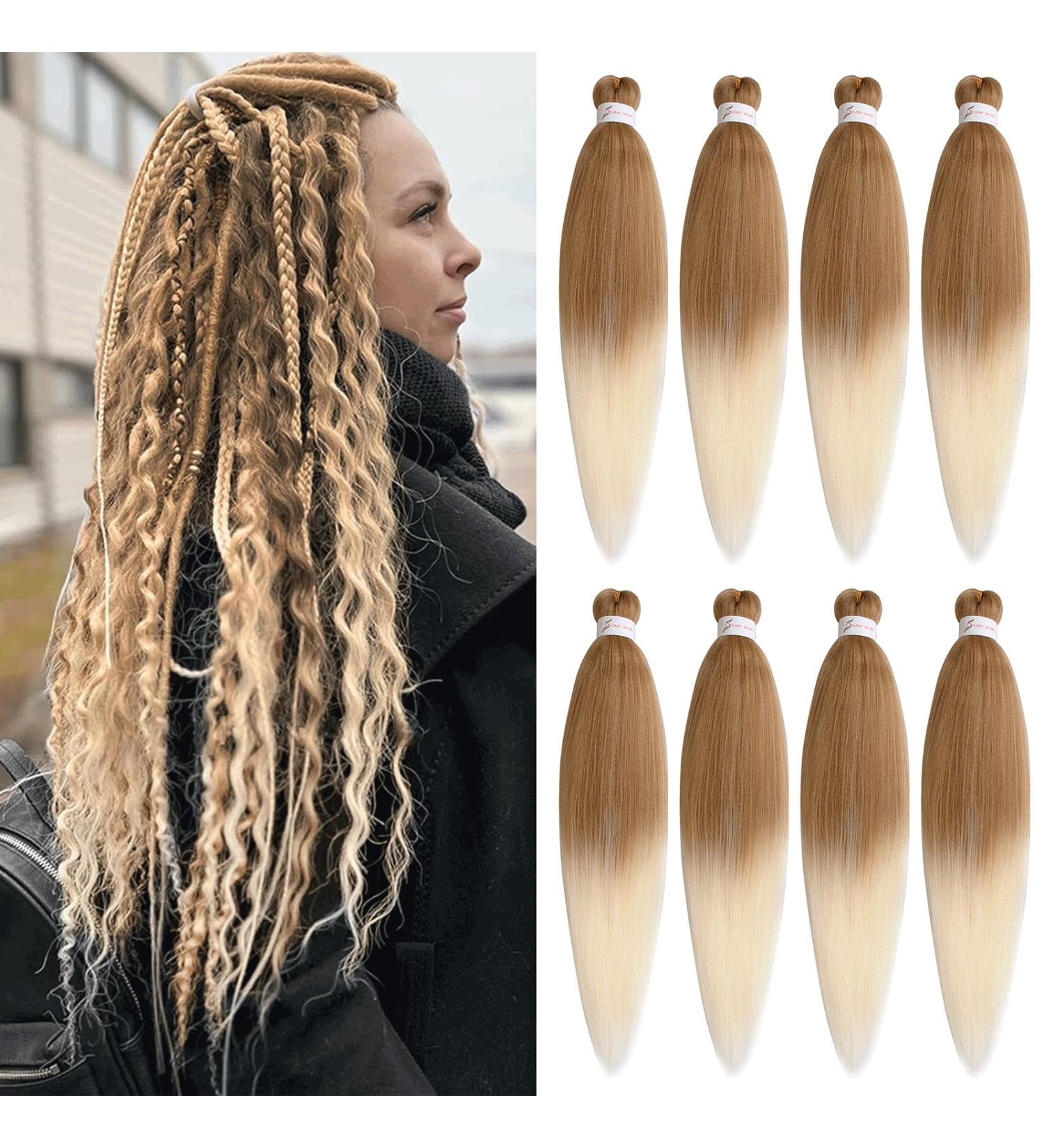 Xtrend 8 packs Ombre Blonde Braiding Hair Pre Stretched Ez Braiding Hair Soft Yaki Texture Synthetic Braiding Hair for Box Braids Hair Not Itchy Hot Water Setting Braids Hair 27613# 30 Inch (Pack of 8) 27613# - Buy Online on GoSupps.com