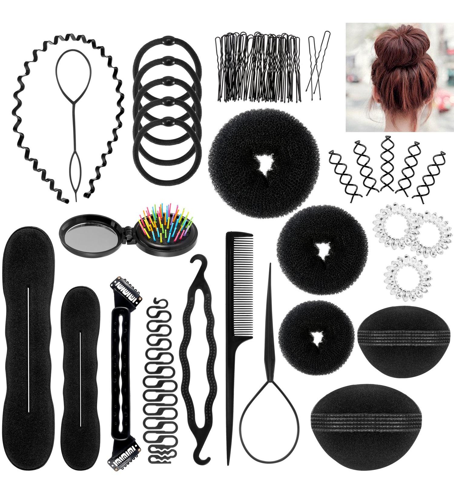 IvenCase 28-Part Hair Styling Accessories Set | Fashion Elastic Pliers Magical Curly Winder & Clips | Perfect for Braid Patterns & Hair Knots | International Shipping Available - Buy Online on GoSupps.com