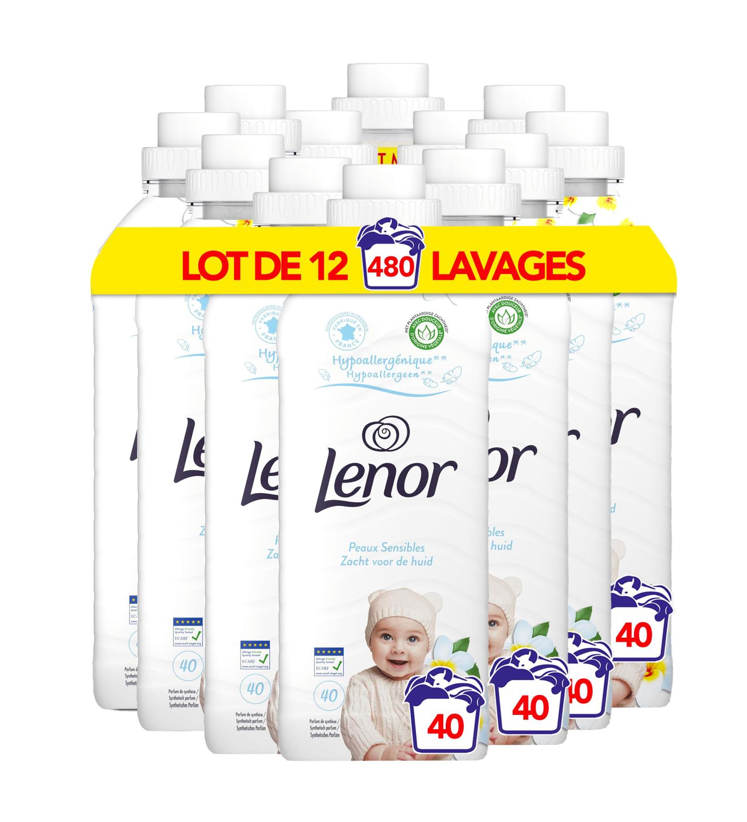 Lenor Fabric Softener, 40 Washes, Sensitive Skin, Hypoallergenic Formula, Dermatologically Tested, Freshness Up to 7 Days, Pl