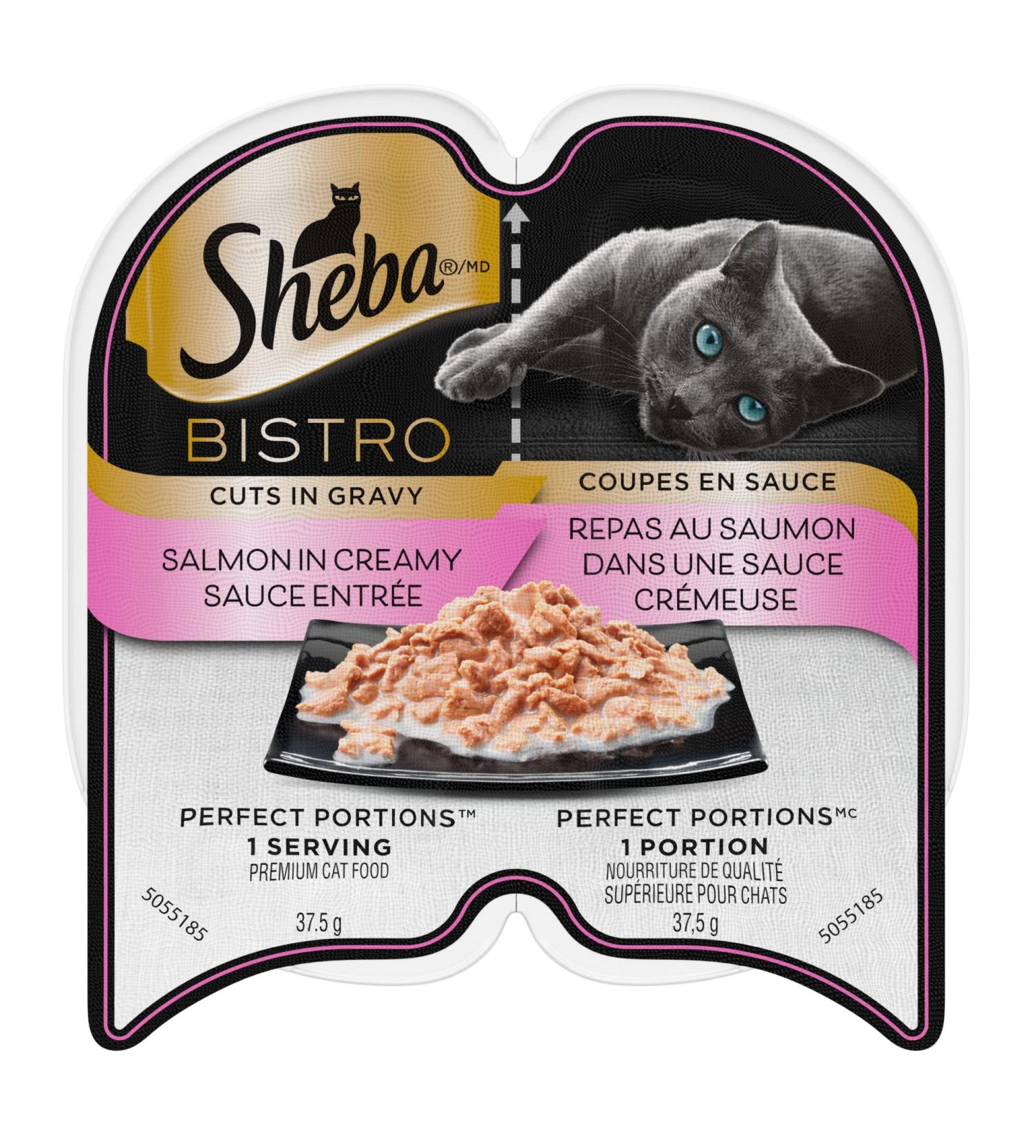 SHEBA Bistro Perfect PORTIONS Cat Food Wet Adult Cuts in Gravy Salmon in Creamy Sauce Entr e 75g Tray (24 Pack) Cuts in Gravy Salmon in Creamy Sauce Entr e 75 g (Pack of 24) - Buy Online on GoSupps.com