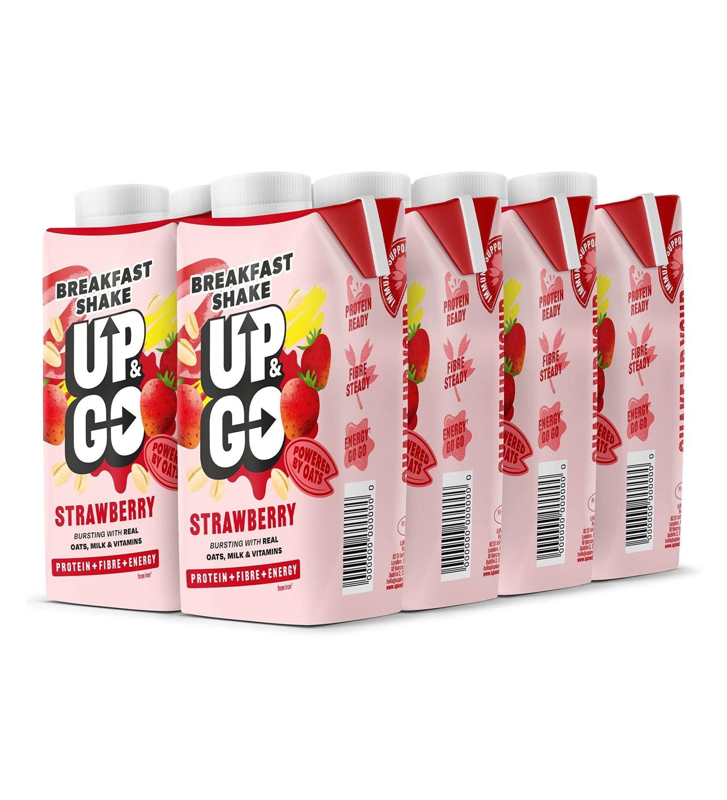 UP & GO Strawberry & Banana Breakfast Drink (330ml x 8) - High Protein, Calcium & Fibre - Buy Online on GoSupps.com