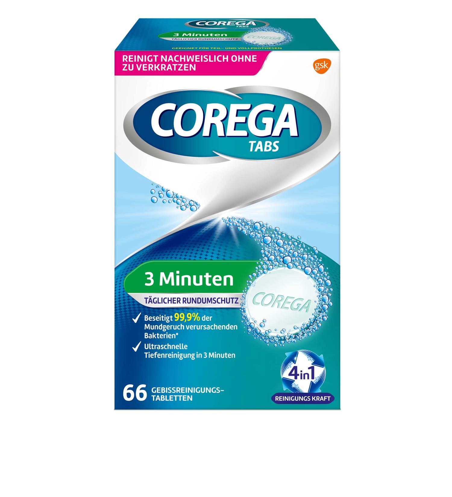 Corega Rapid Denture Cleaning Sticks - 66 Tablets | Fast 3-Minute Clean for Third Teeth - Buy Online on GoSupps.com