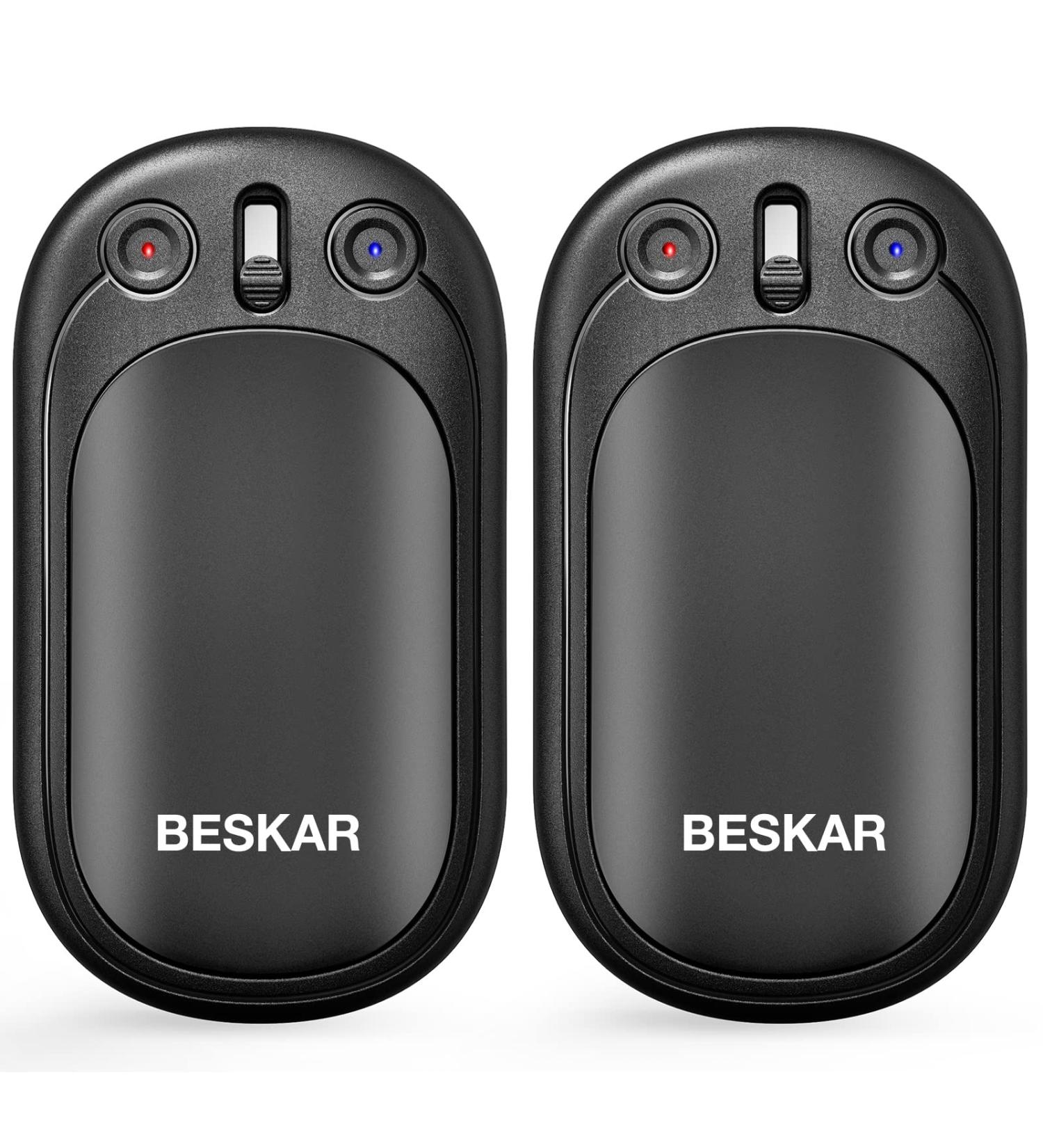 BESKAR Rechargeable Hand Warmer 2 Pack - USB Electric Pocket Heater & Powerbank for Outdoor, Golf, Raynauds - Double-Sided Heating, Quick Charge - Black - Buy Online on GoSupps.com