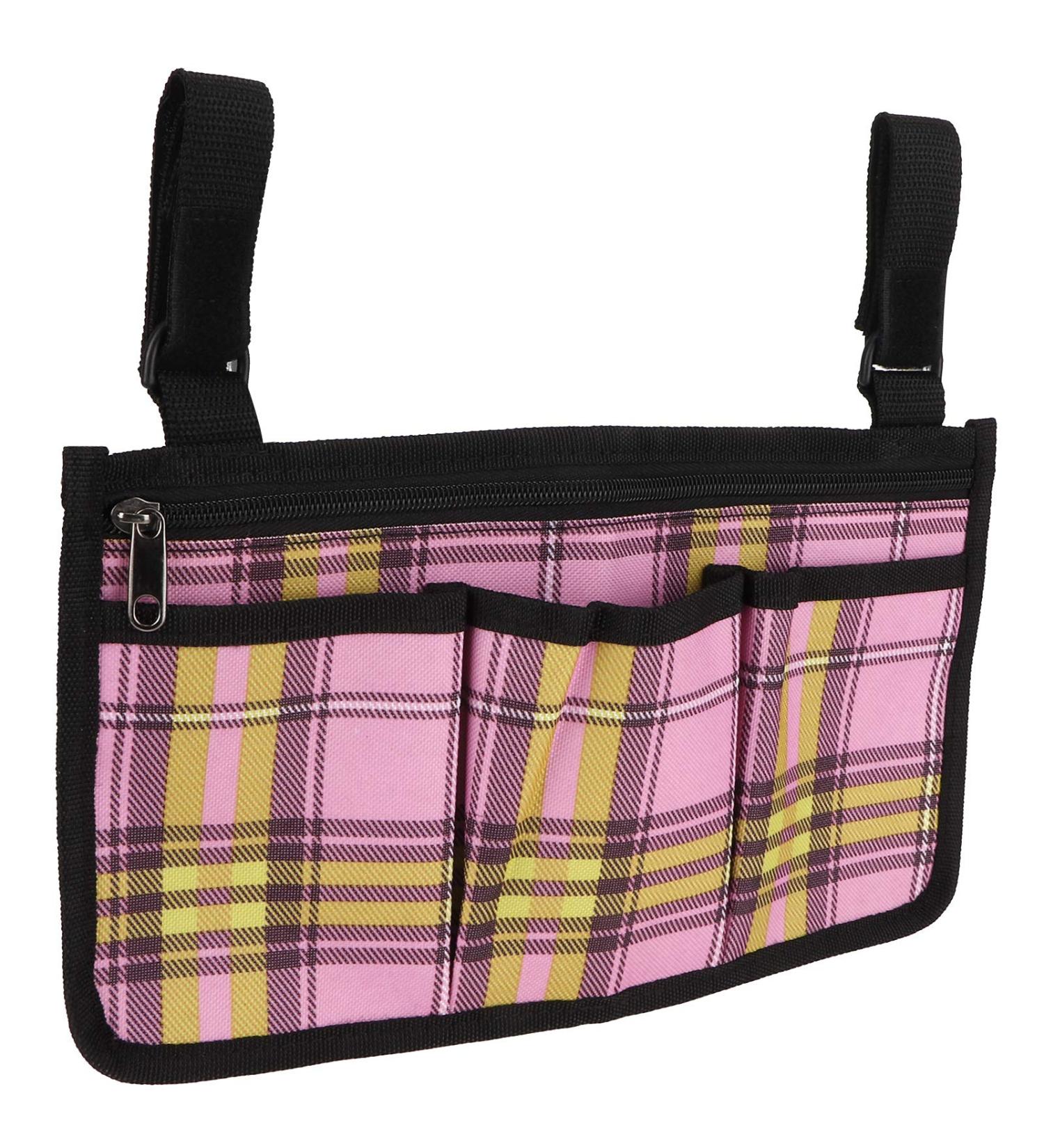 Hanging Pouch Wheelchair Multipocket Wheelchair Accessories Rollator Organizer Multifunctional for Wallet Sundries(Rose Red Check) - Buy Online on GoSupps.com