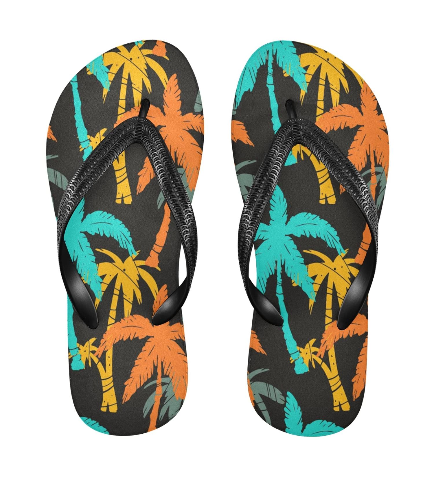 Mnsruu Tropical Coconut Palm Blossom Flip Flops - XXL Multi-Color Sandals for Men & Women | Perfect for Home Hotel Spa & Travel - Buy Online on GoSupps.com